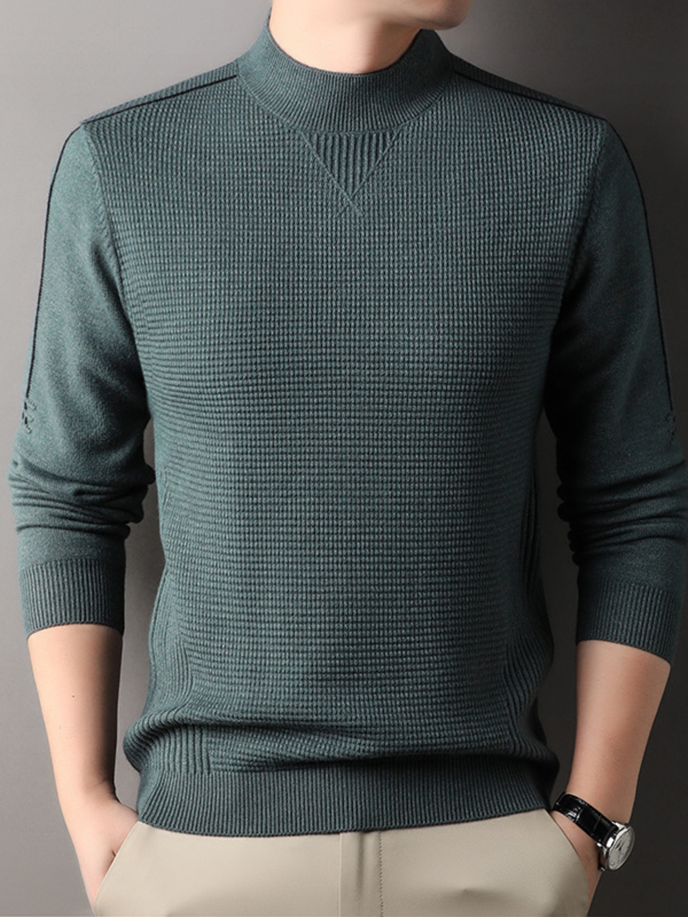 Men's Plus Size Texture Mock Neck Sweater