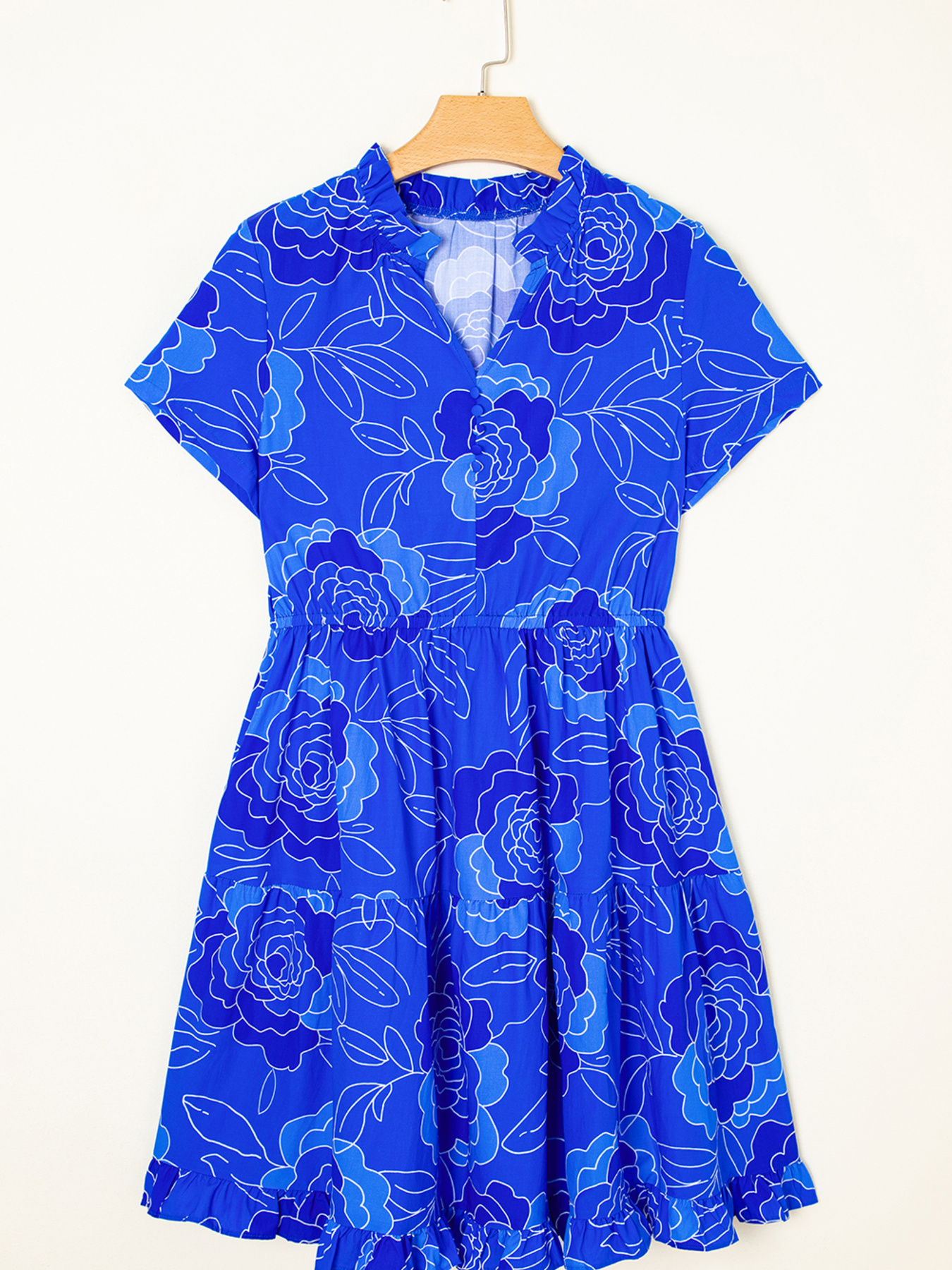 Ruffled Hem Short Sleeve Flowy Mini Dress