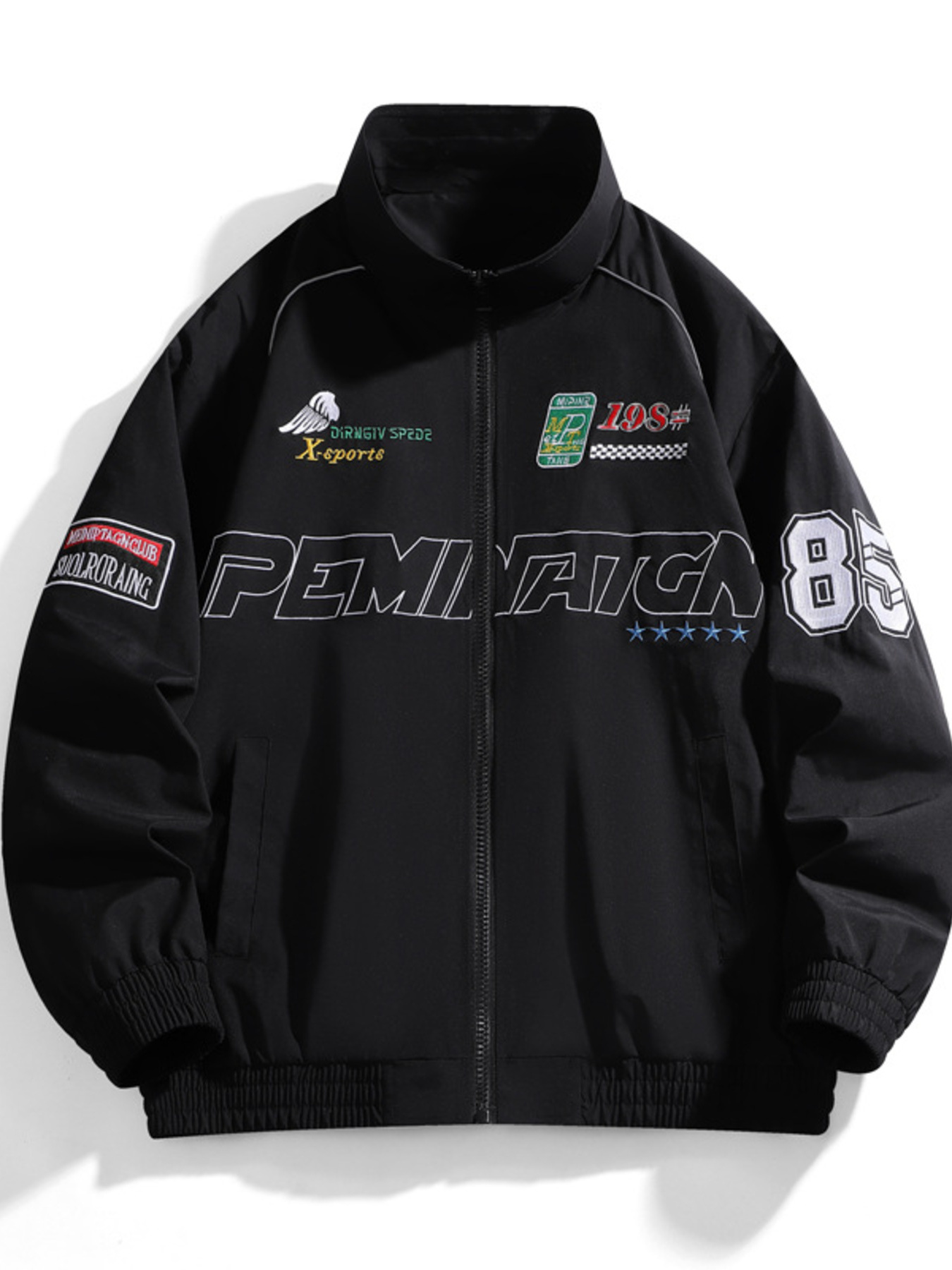 Men's Racing-Inspired Zip Up Bomber Jacket