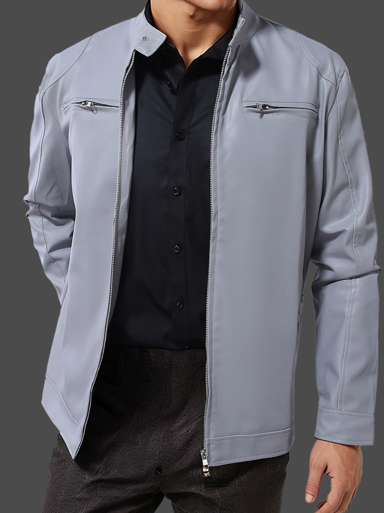 Men's Full Size Zip Up Long Sleeve Jacket Plus Size