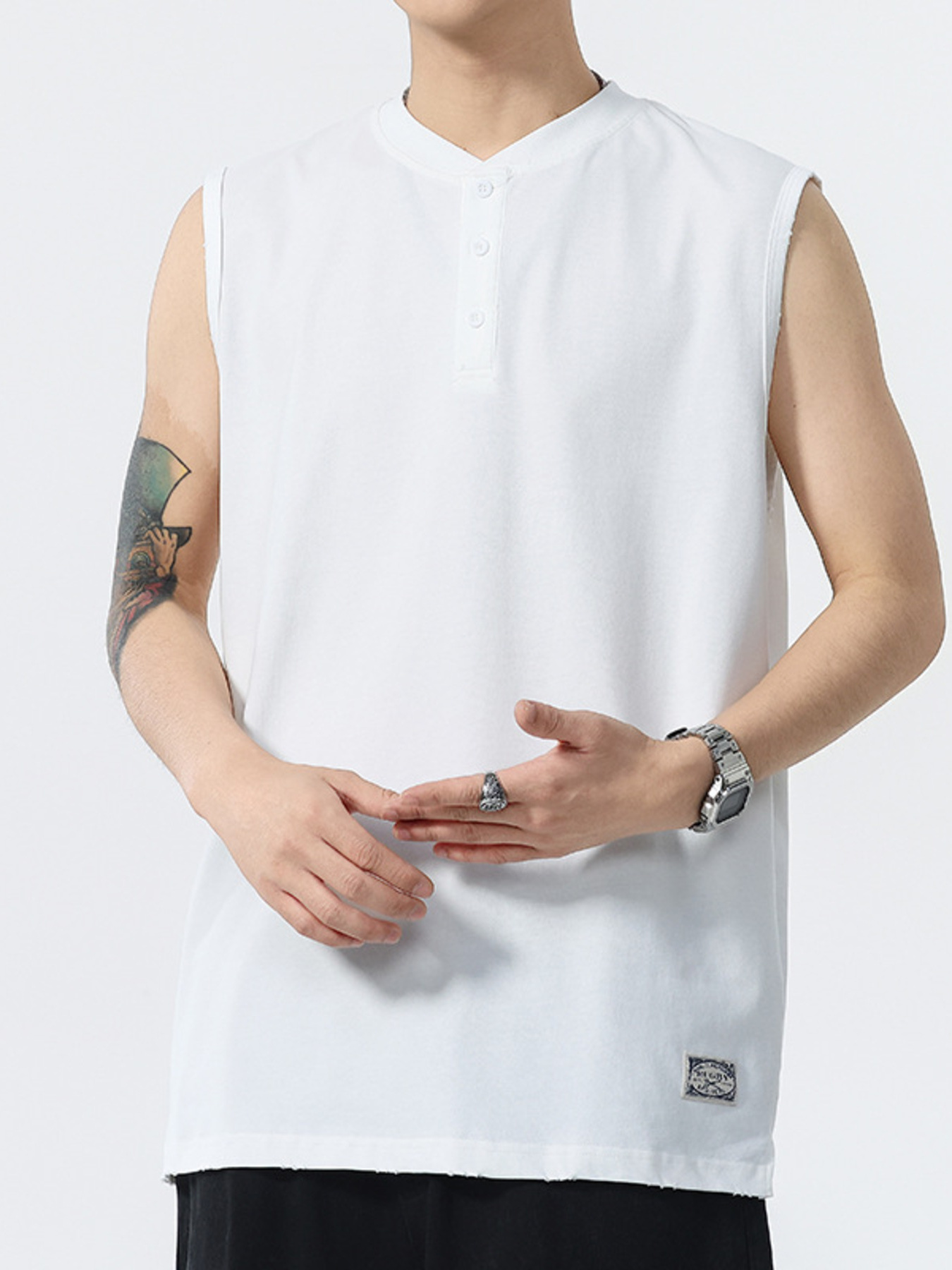 Men's Plus Size Button Detail Tank