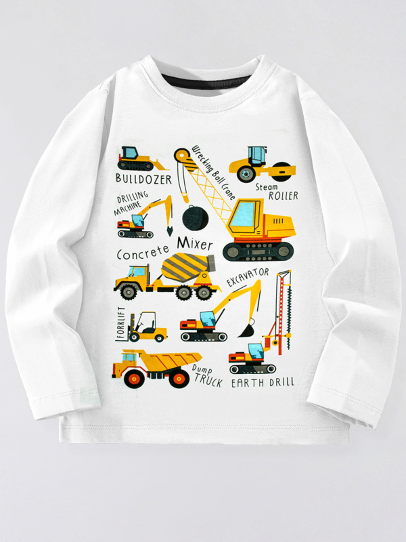 Children's Construction Vehicle Long Sleeve T-Shirt
