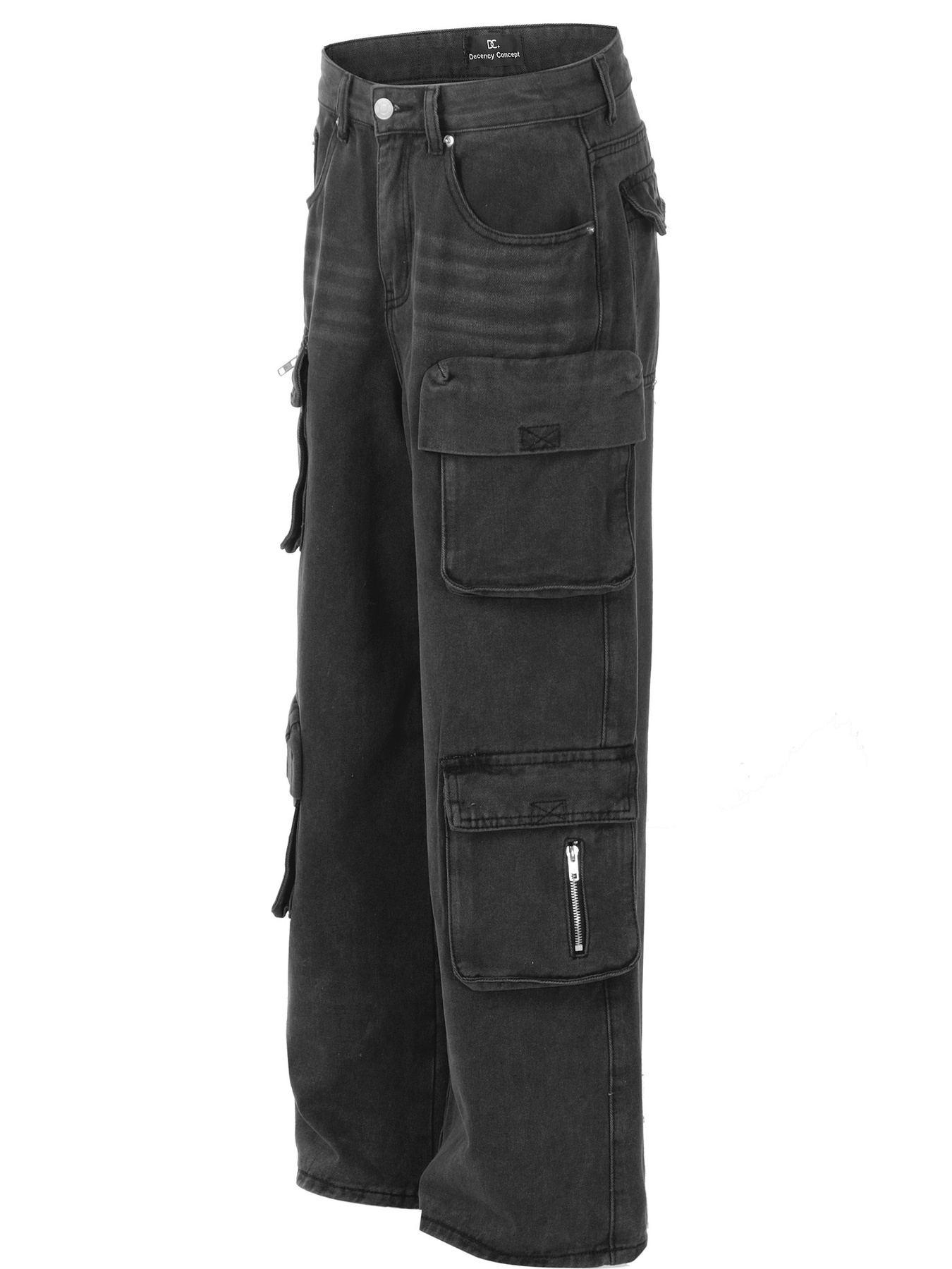 Men's Multi-Pocket Cargo Style Wide Leg Jeans