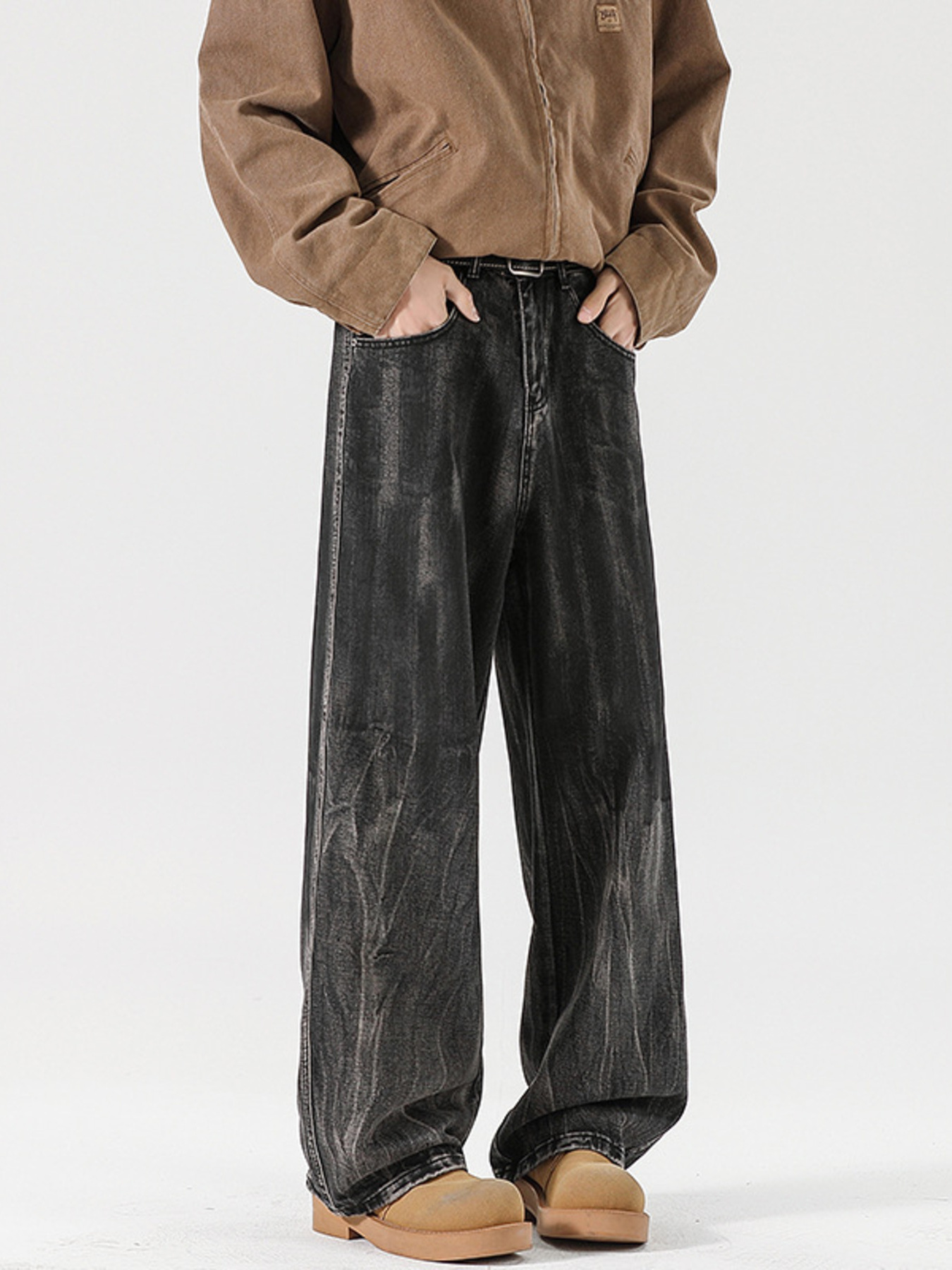 Men's Full Size Wide Leg Dark Wash Jeans Plus Size