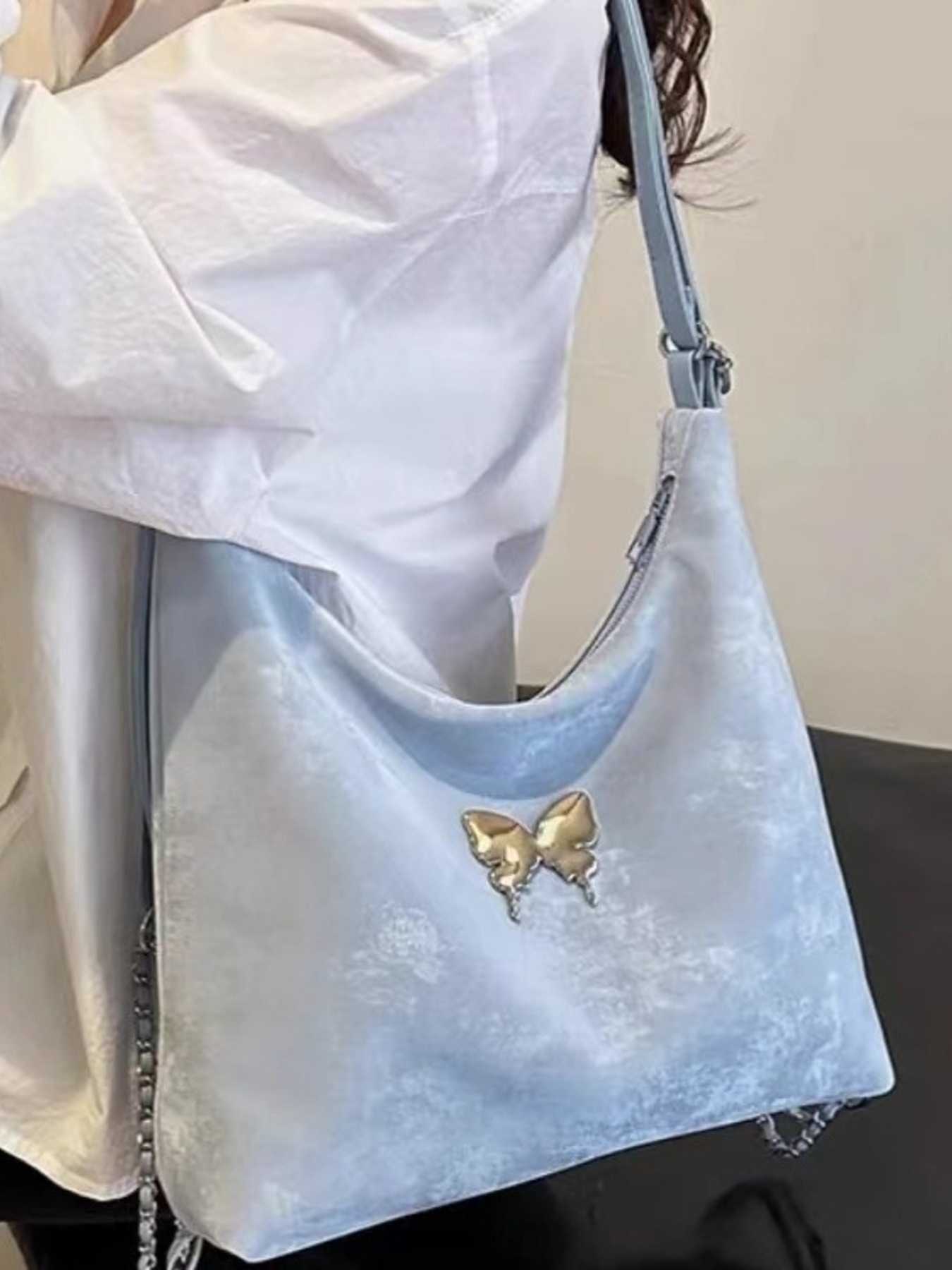 Butterfly Decor Convertible Shoulder Bag
