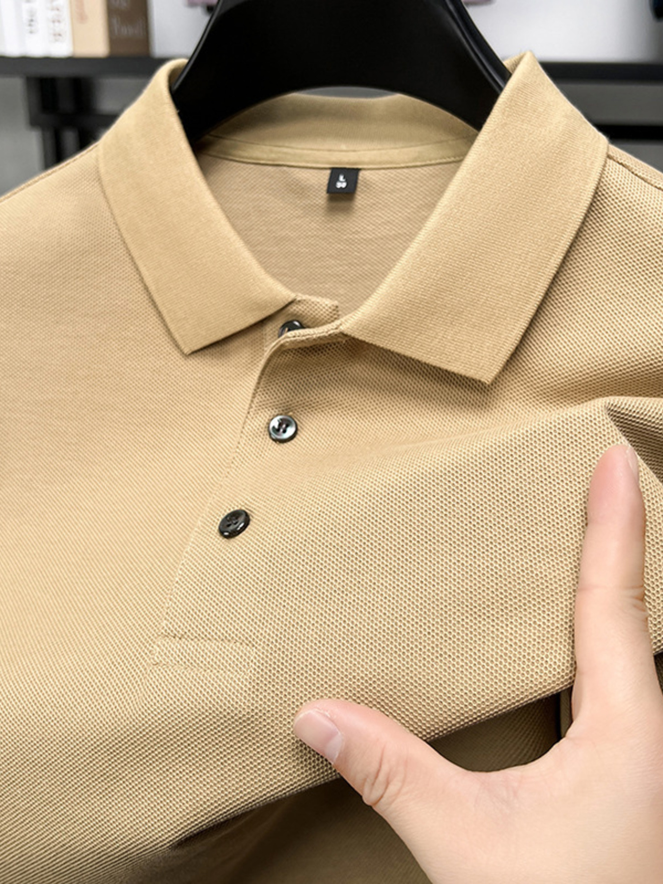 Men's Full Size Button Detail Short Sleeve Polo Plus Size