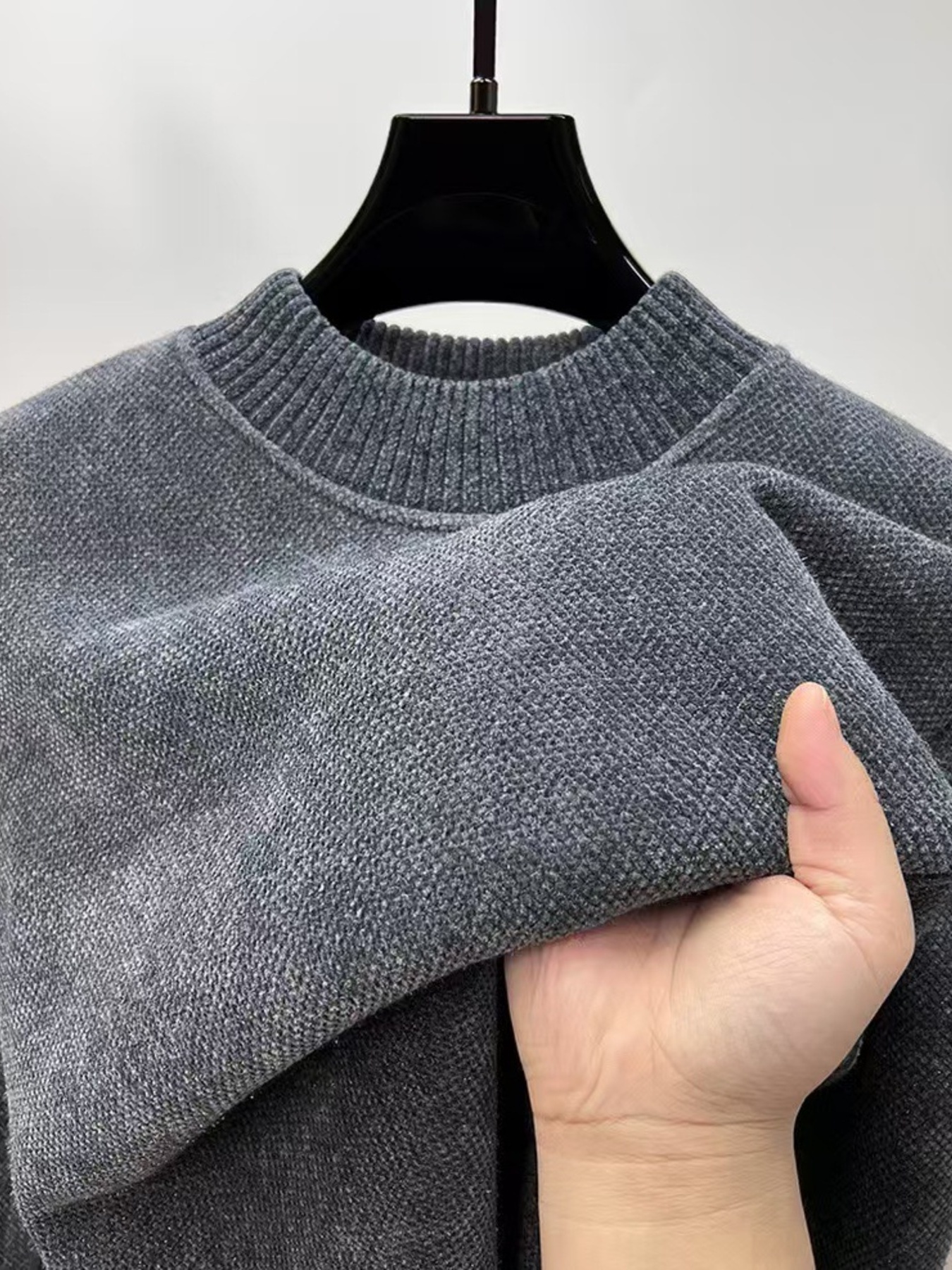 Men's Plus Size Ribbed Hem Long Sleeve Sweater