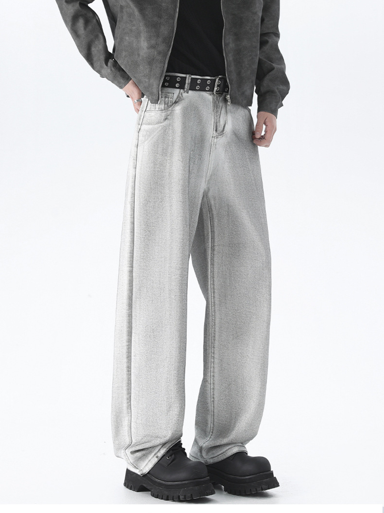 Men's Plus Size Wash Wide Leg Jeans