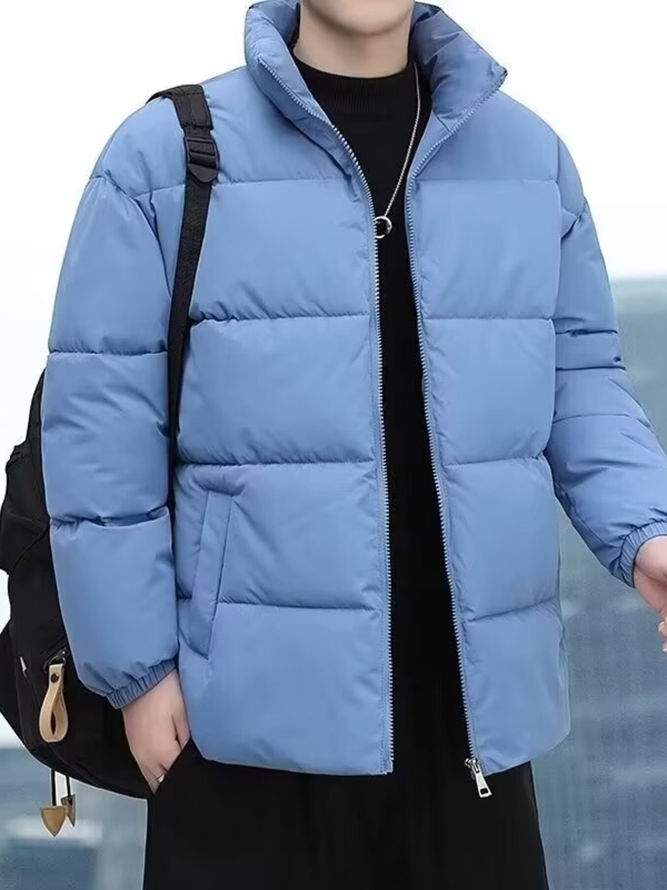 Men's Plus Size Quilted Zip Up Winter Coat