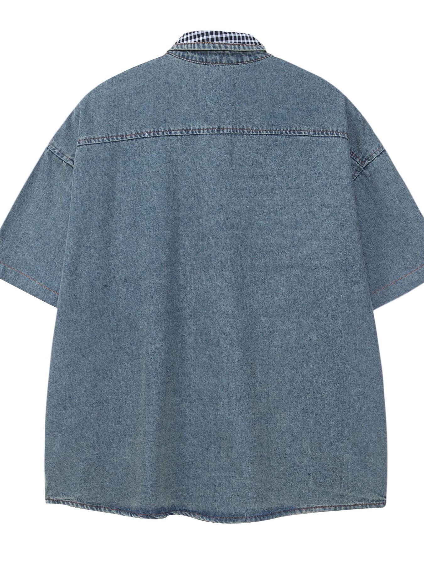 Men's Vintage Bear Patchwork Oversized Denim Shirt