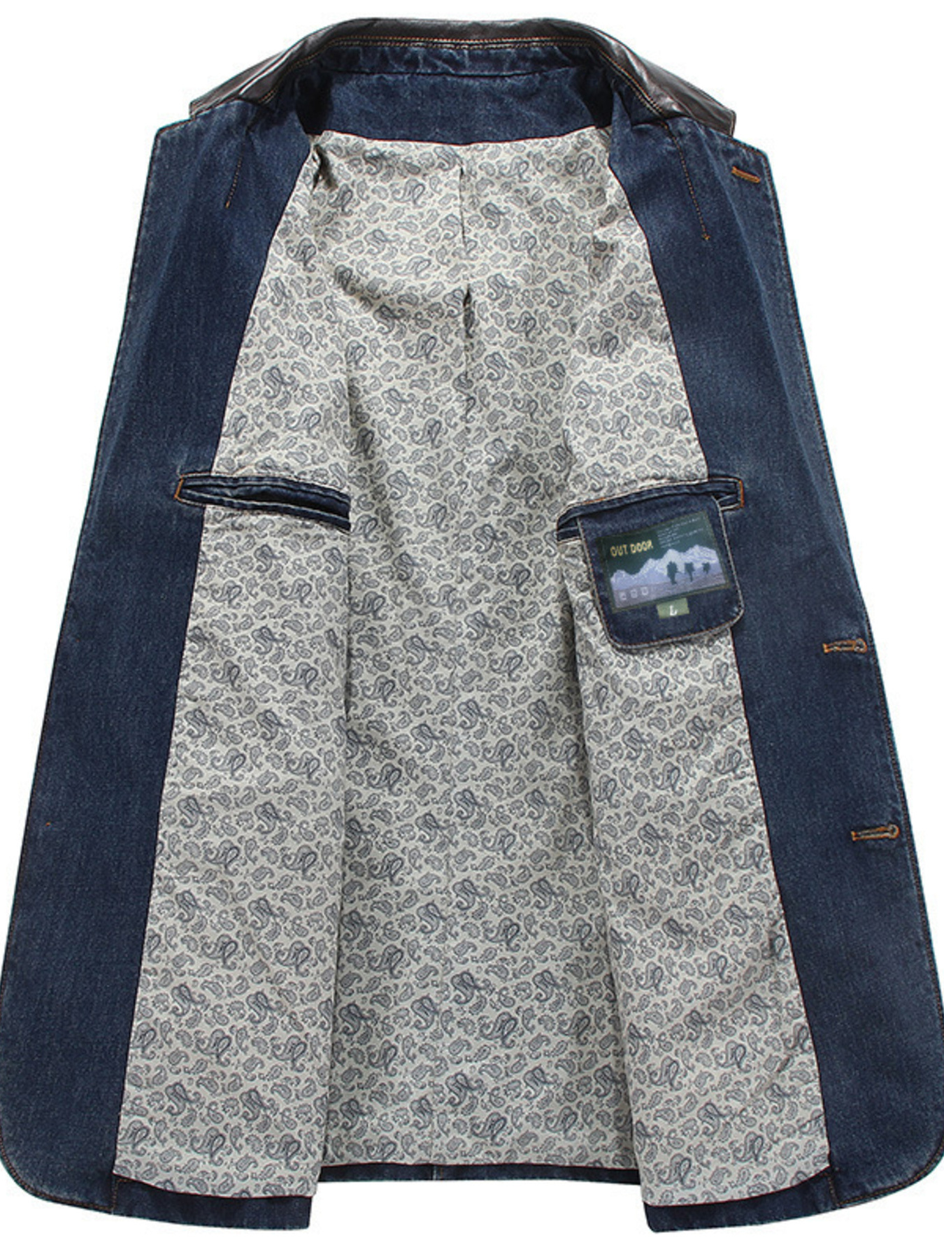 Men's Plus Size Button Up Denim Blazer