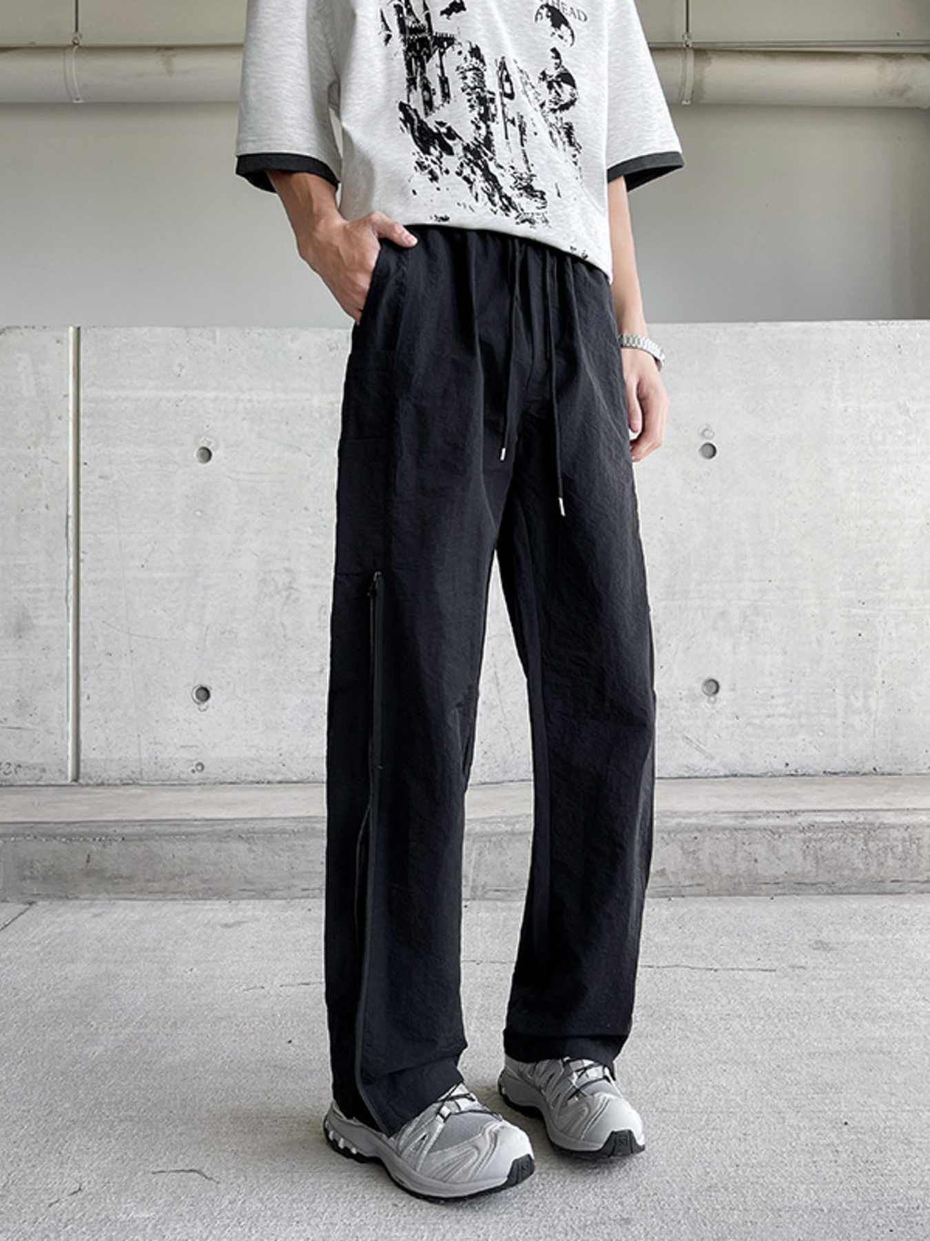 Men's Plus Size Casual Drawstring Wide Leg Pants