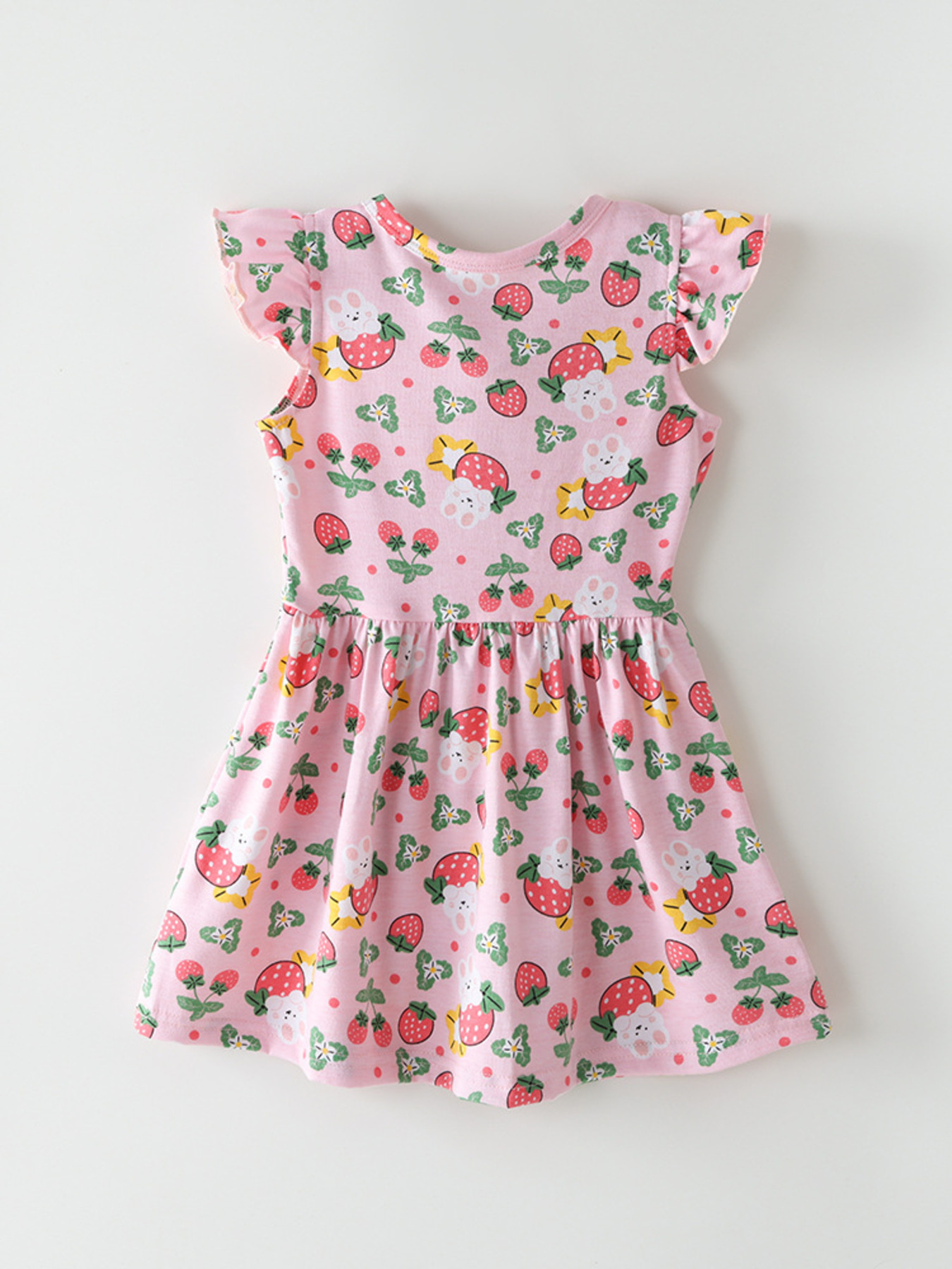Children's Strawberry Print Ruffle Sleeve Dress 5