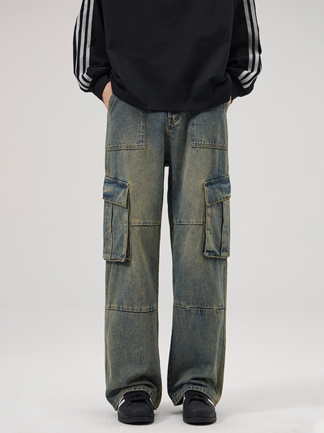 Men's Full Size Wide Leg Cargo Jeans Plus Size