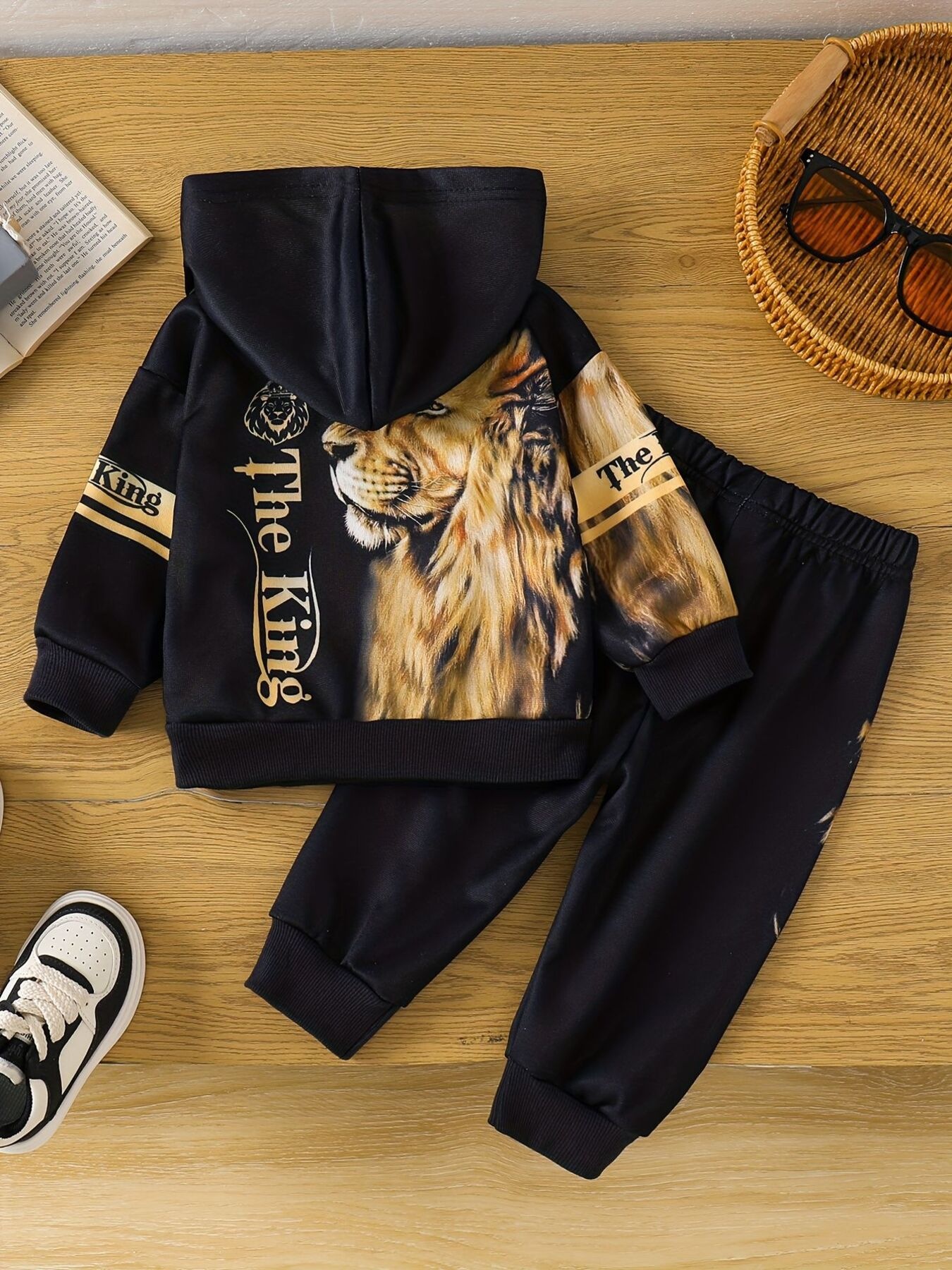 Children's Lion King Print Hoodie and Pants Set