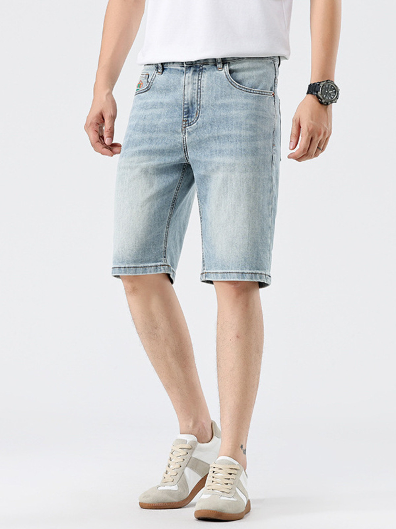 Men's Washed Denim Shorts