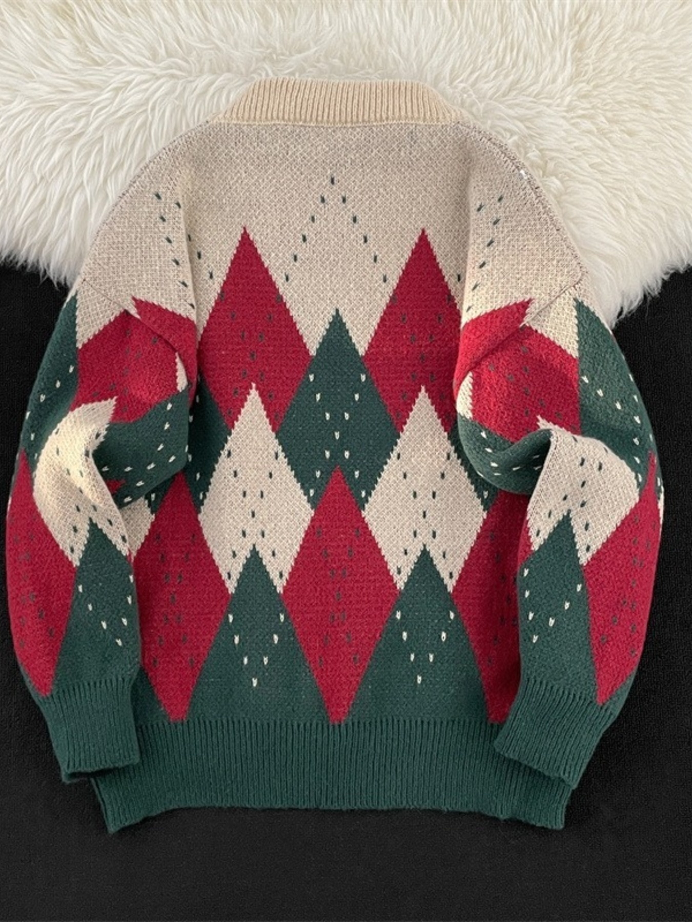 Men's Vintage Argyle Pattern Knit Pullover