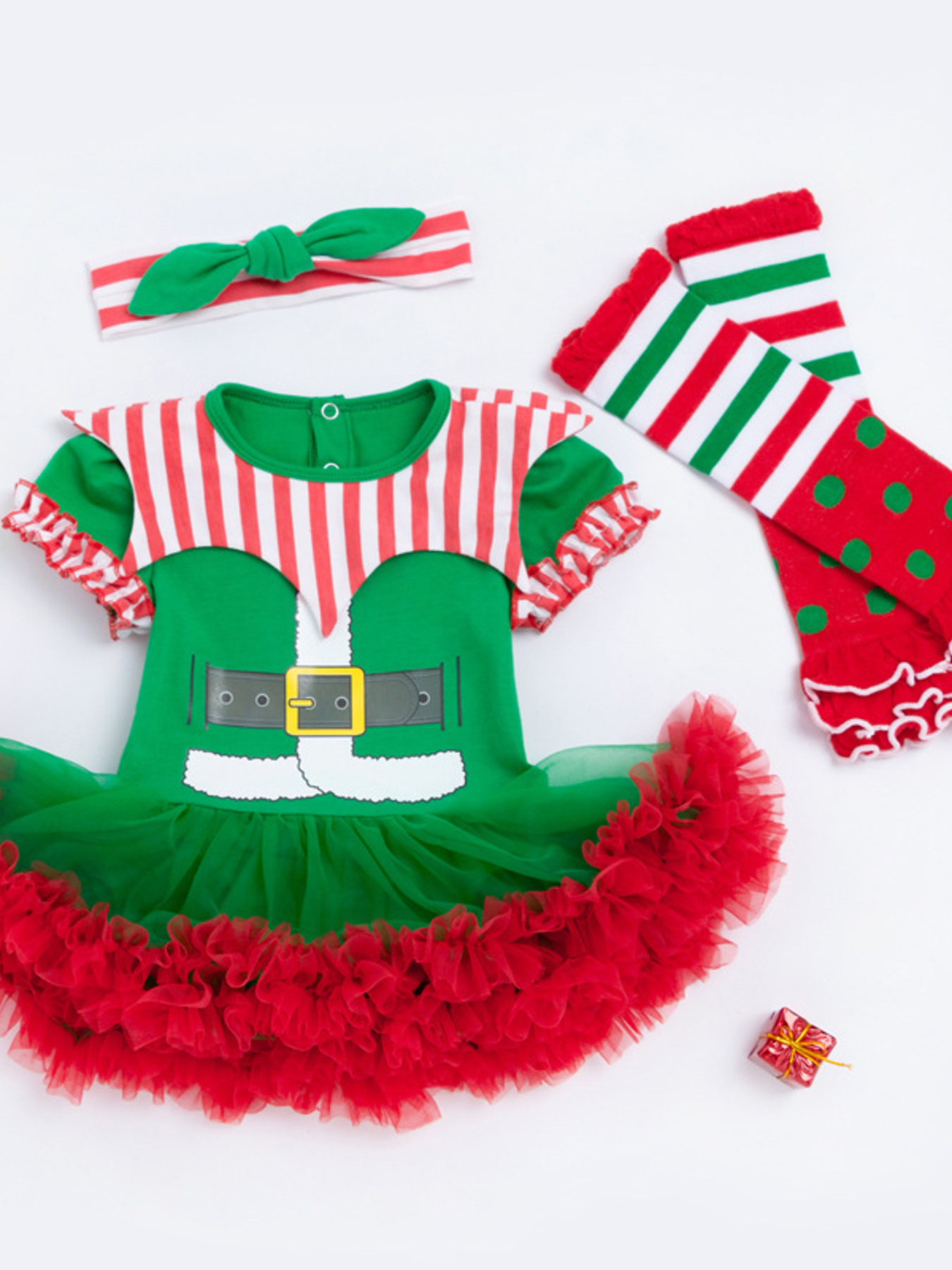 Children's Christmas One-Piece Dress 3 Piece Set