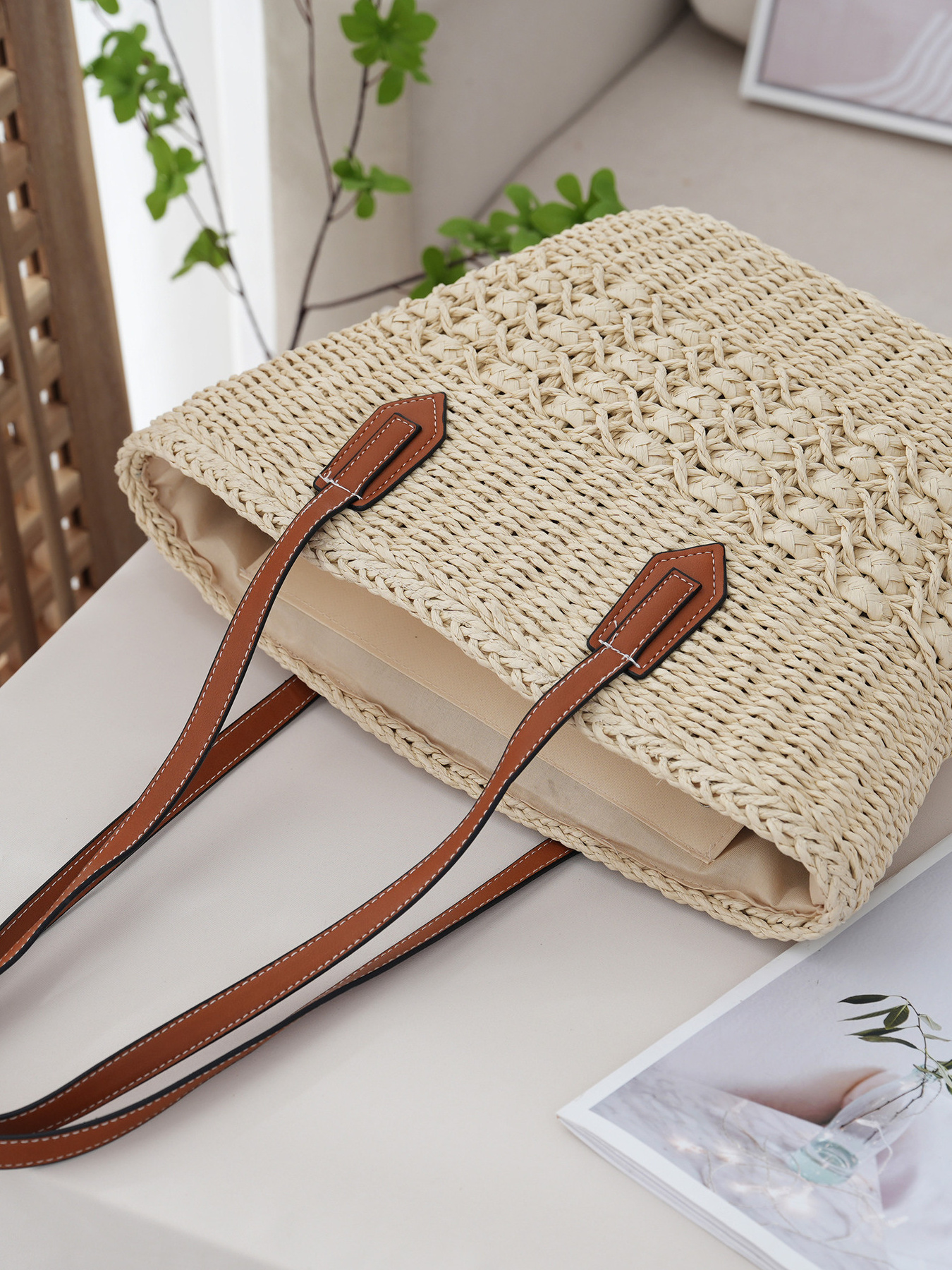 Woven Straw Tote Bag