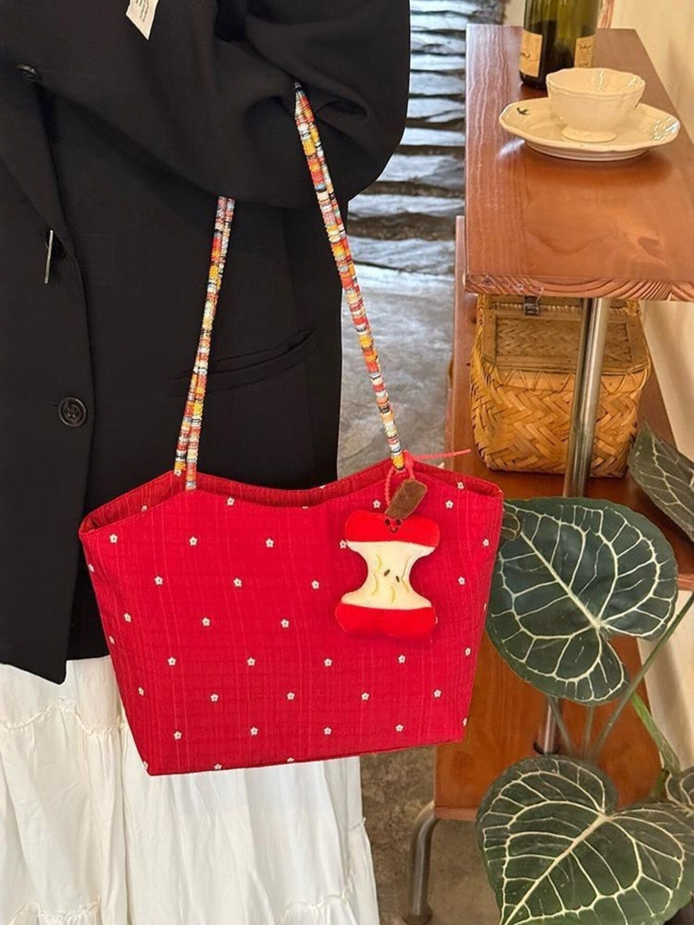 Apple Core Charm Tote Bag