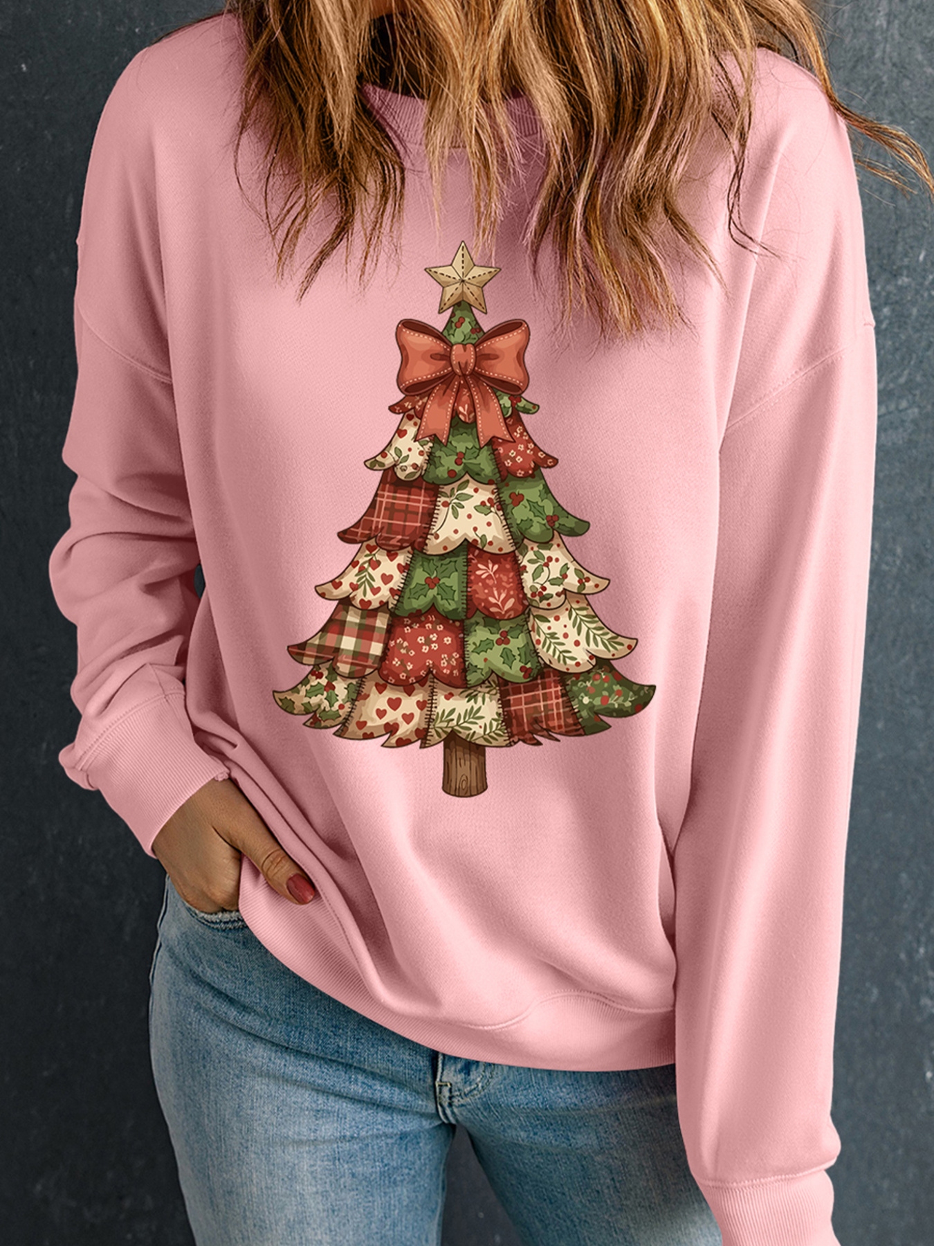 Christmas Tree Graphic Long Sleeve Sweatshirt