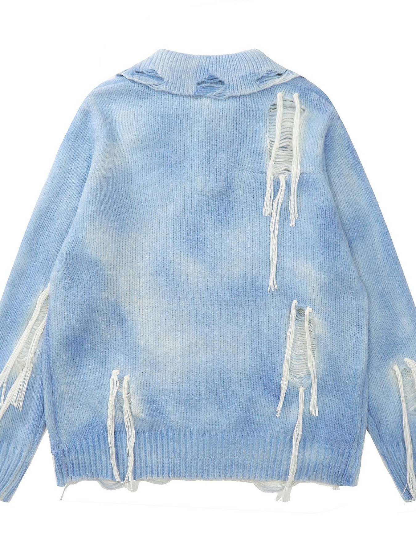 Men's Distressed Fringe Detail Sweater