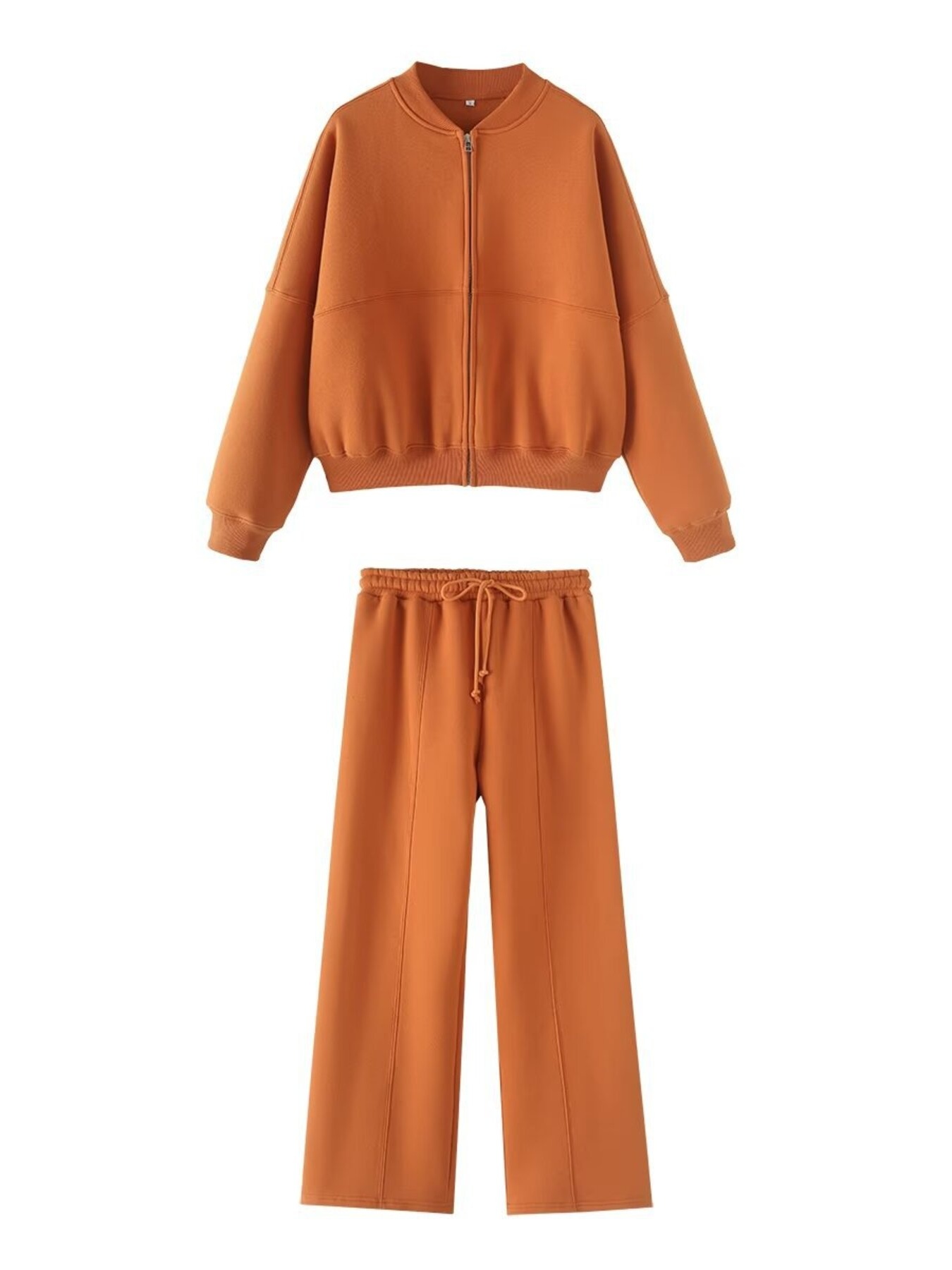 Zip Up Top And Drawstring Pants Two-Piece Set