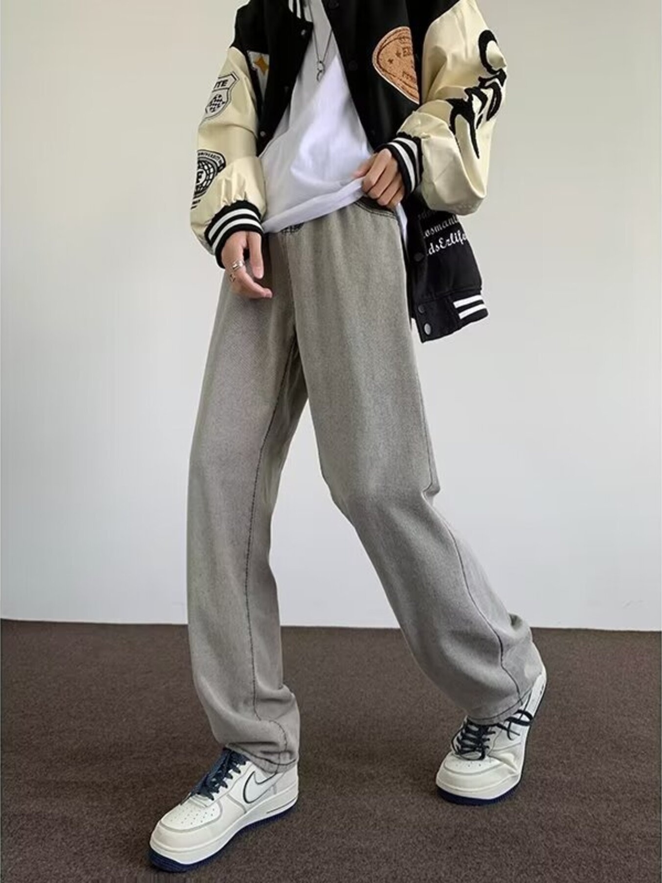 Men's Full Size Wash Wide Leg Jeans Plus Size