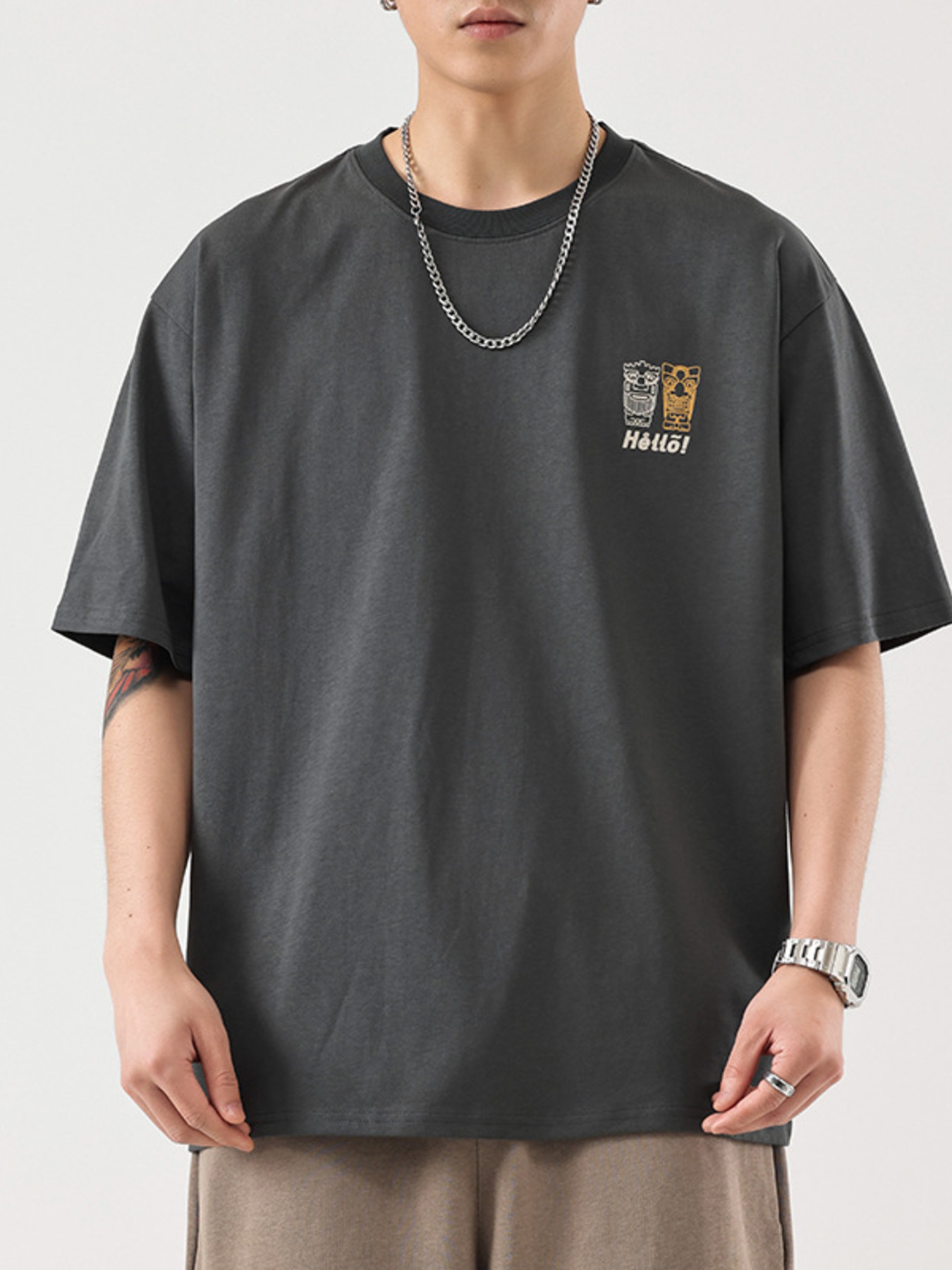 Men's Plus Size Graphic Round Neck Half Sleeve T-Shirt