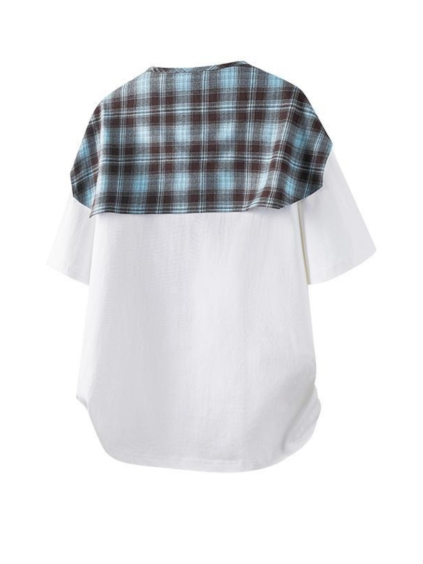 Men's Plus Size Layered Style T-Shirt with Plaid Scarf Detail