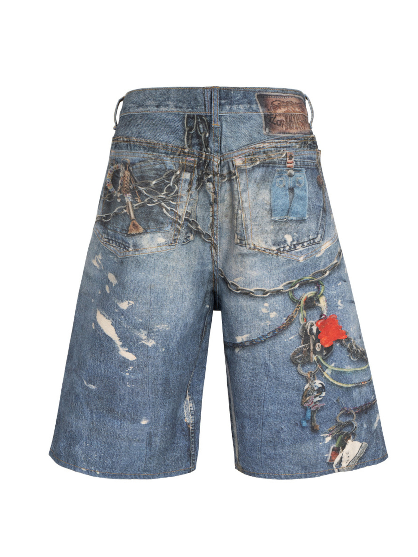 Men's Chain Print Denim Shorts