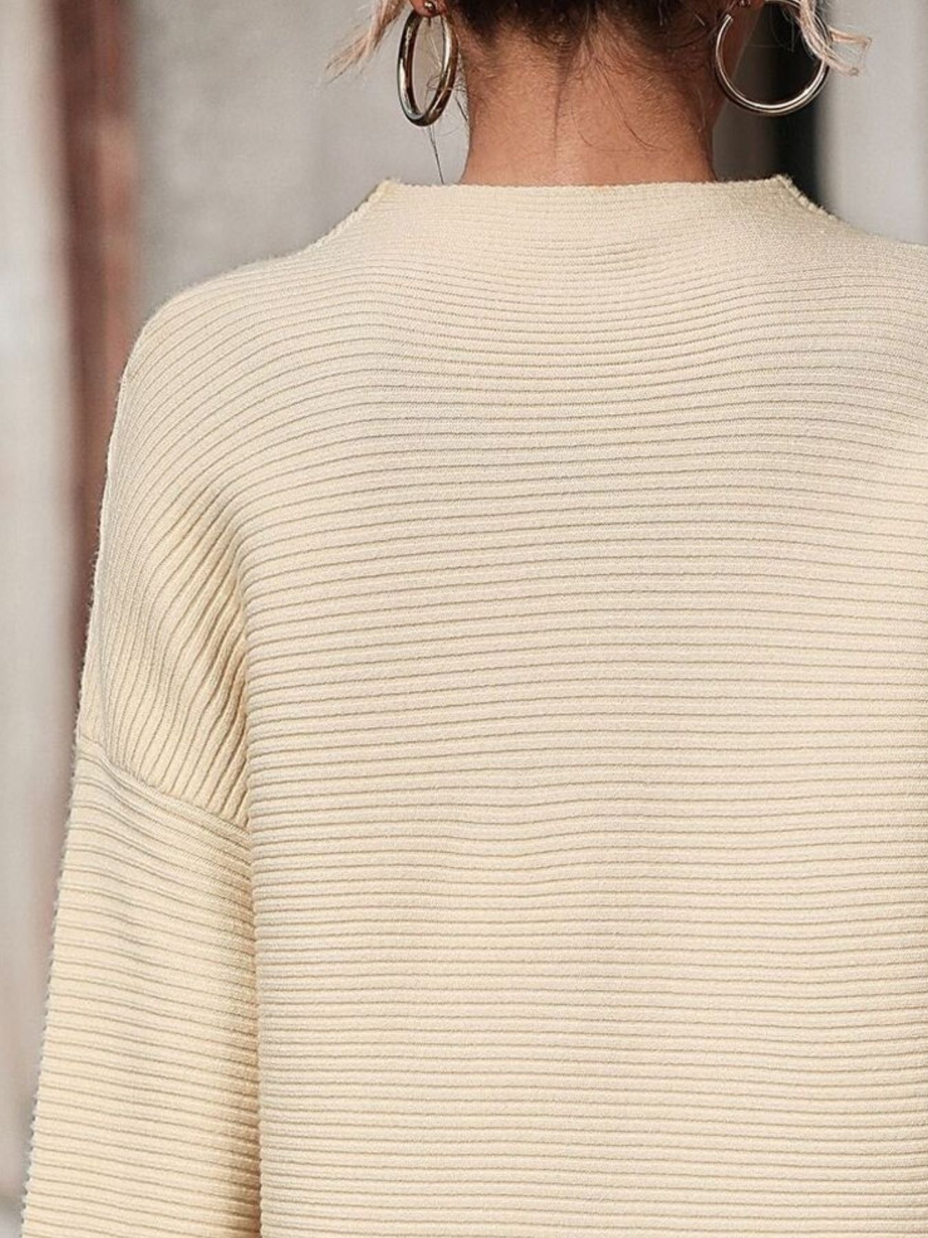 Mock Neck Drop Shoulder Knit Top