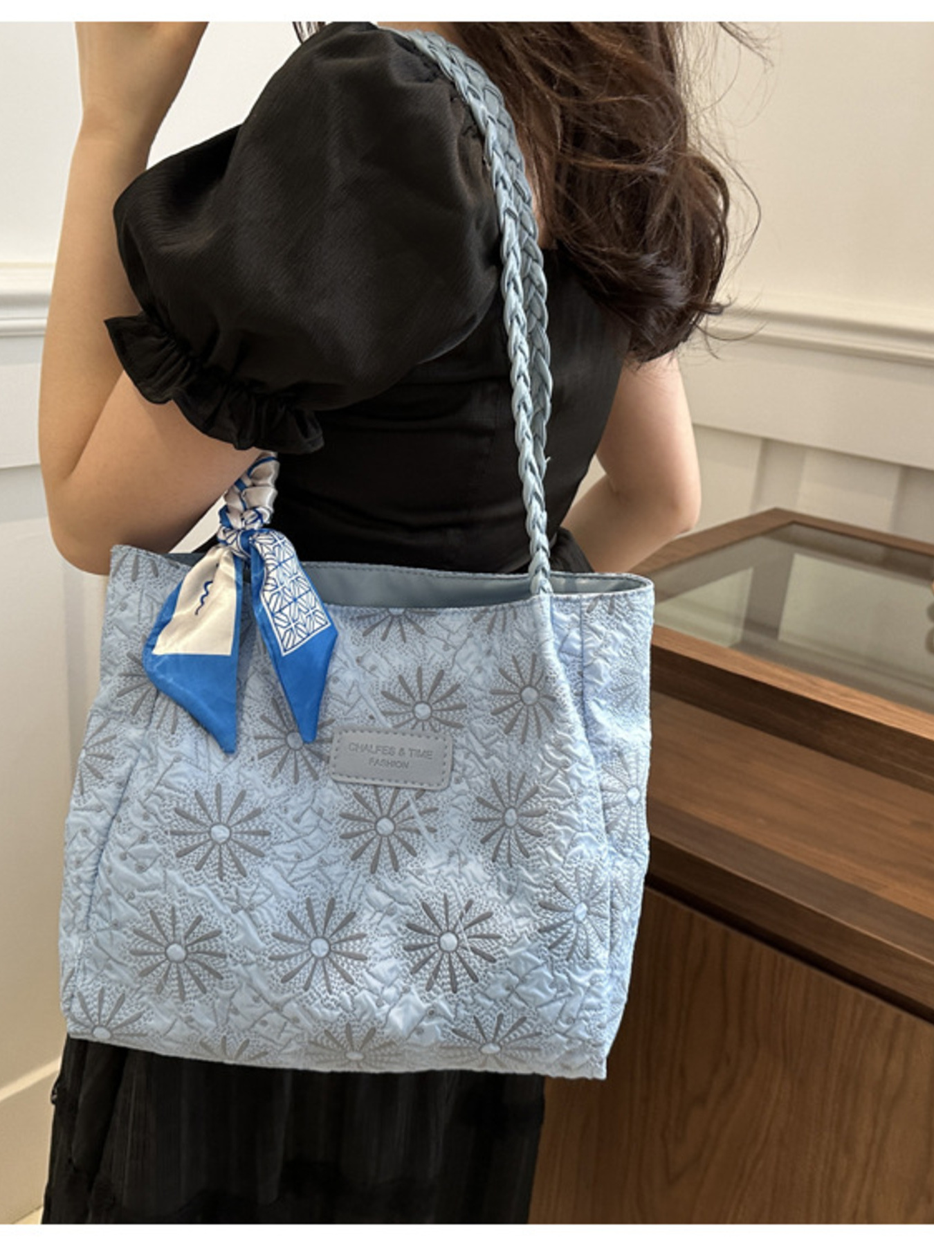Braided Handle Tote Bag