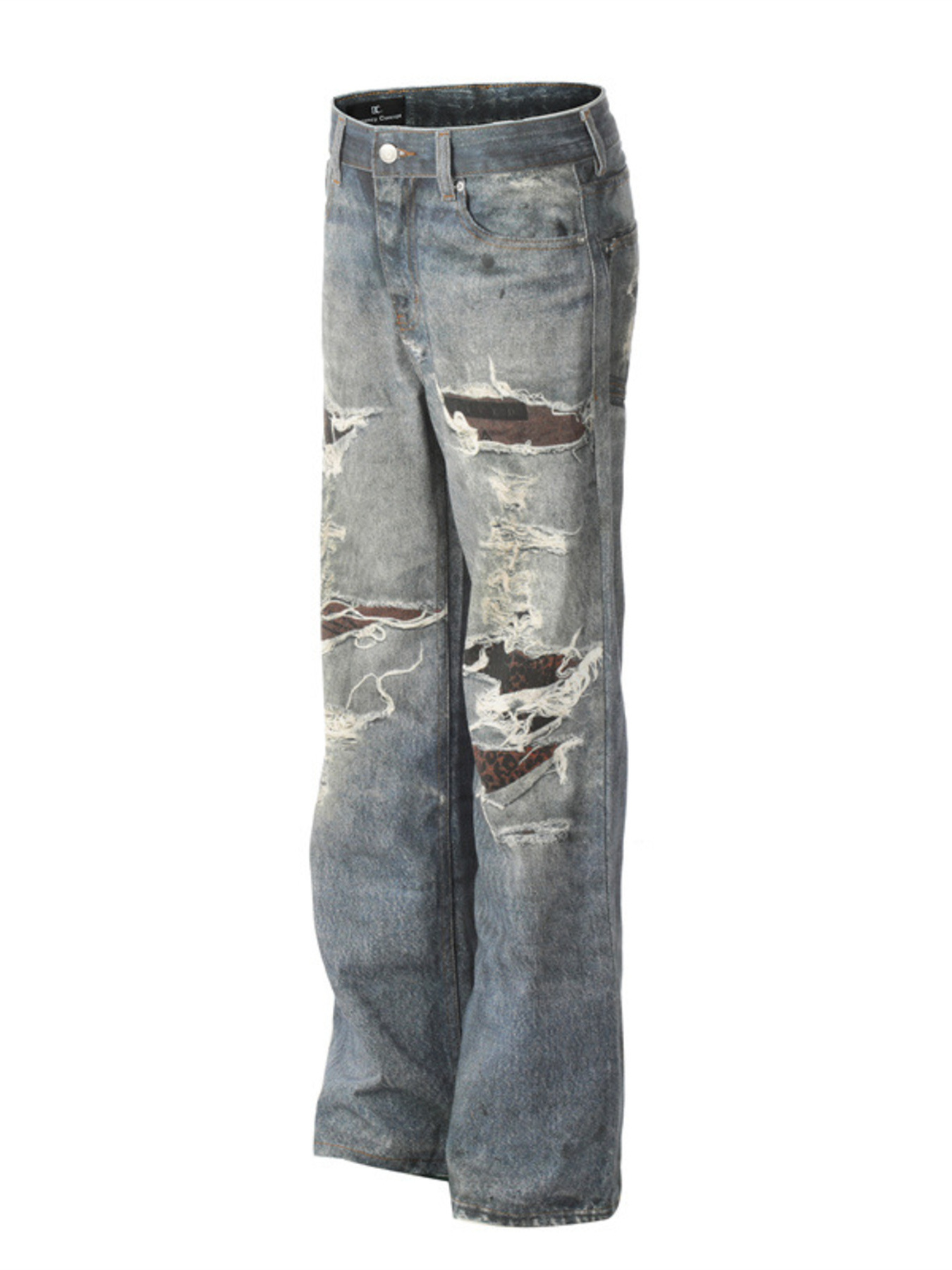 Men's Plus Size Distressed Wide Leg Jeans