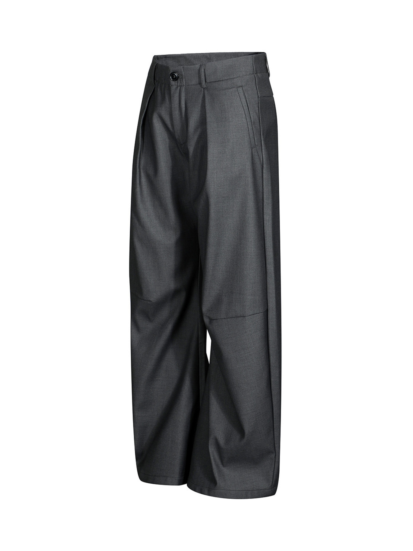 Men's High Waist Pleated Curved Pants