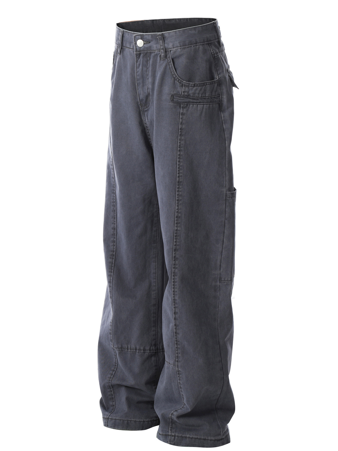Men's Wide Leg Cargo Pants with Stitching Detail