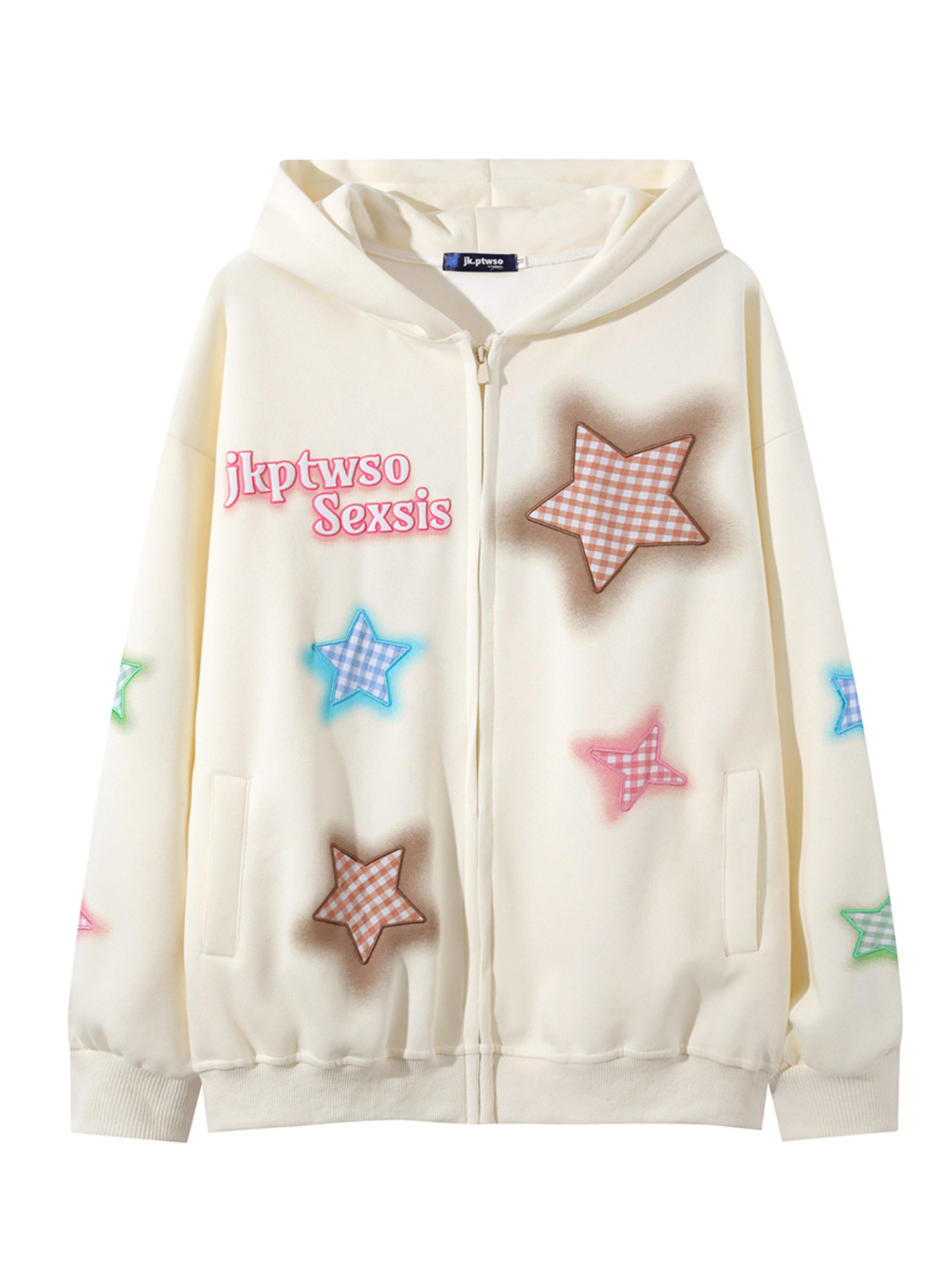 Men's Star Zip Up Long Sleeve Hoodie