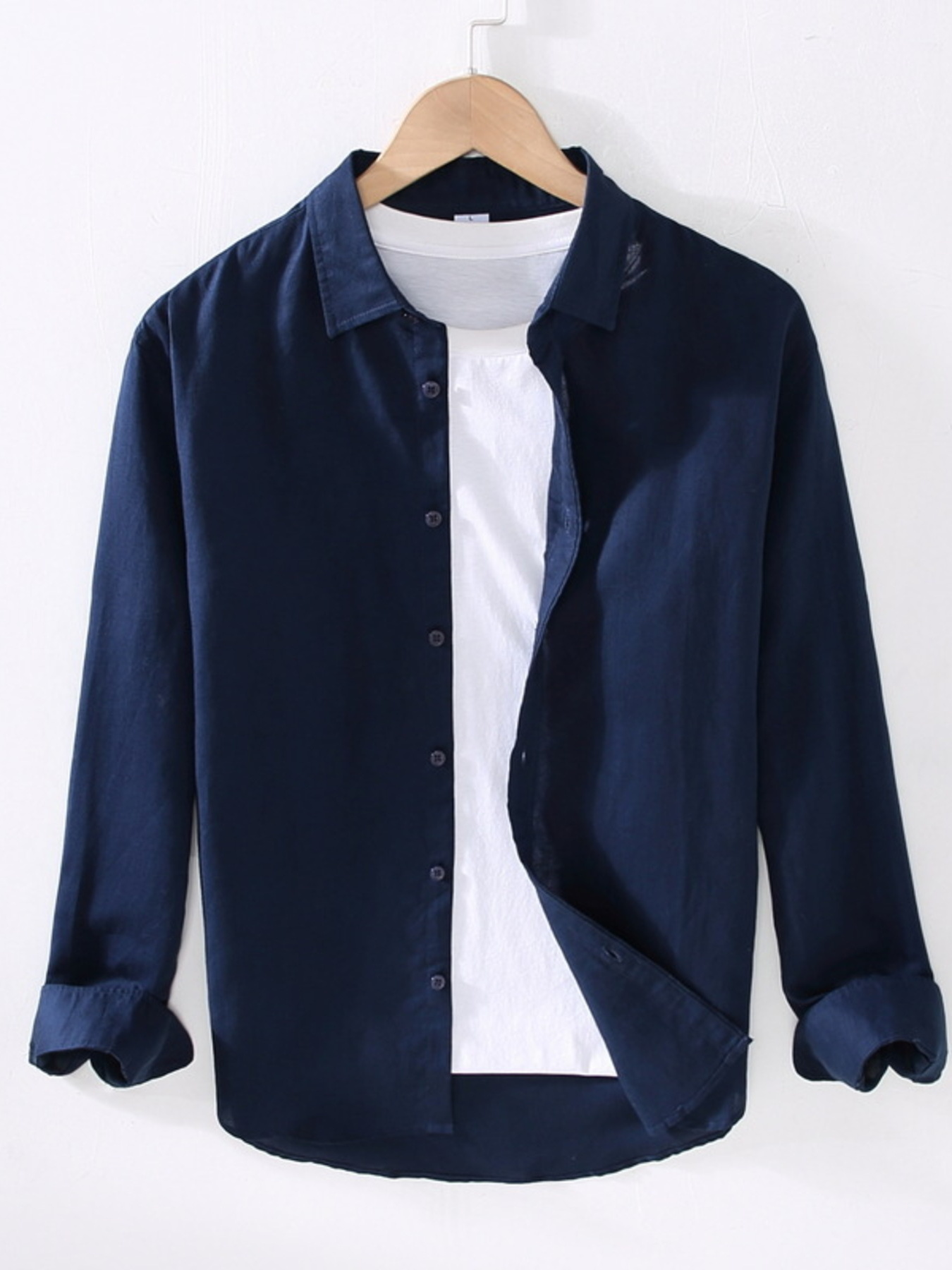 Men's Full Size Casual Long Sleeve Button-Up Shirt Plus Size