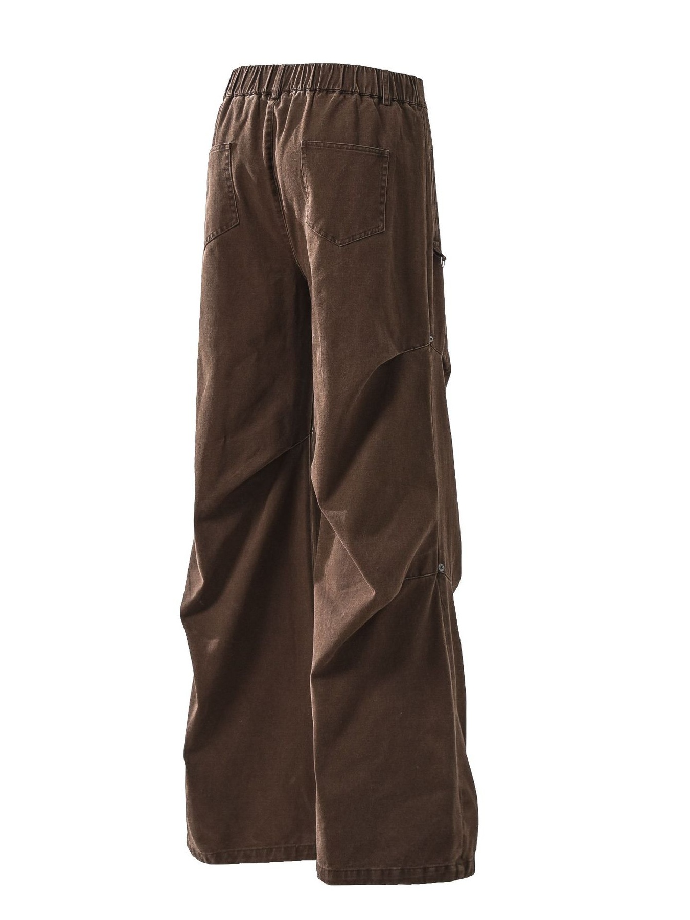 Wide-Leg Cargo Pants with Unique Curved Seam Design