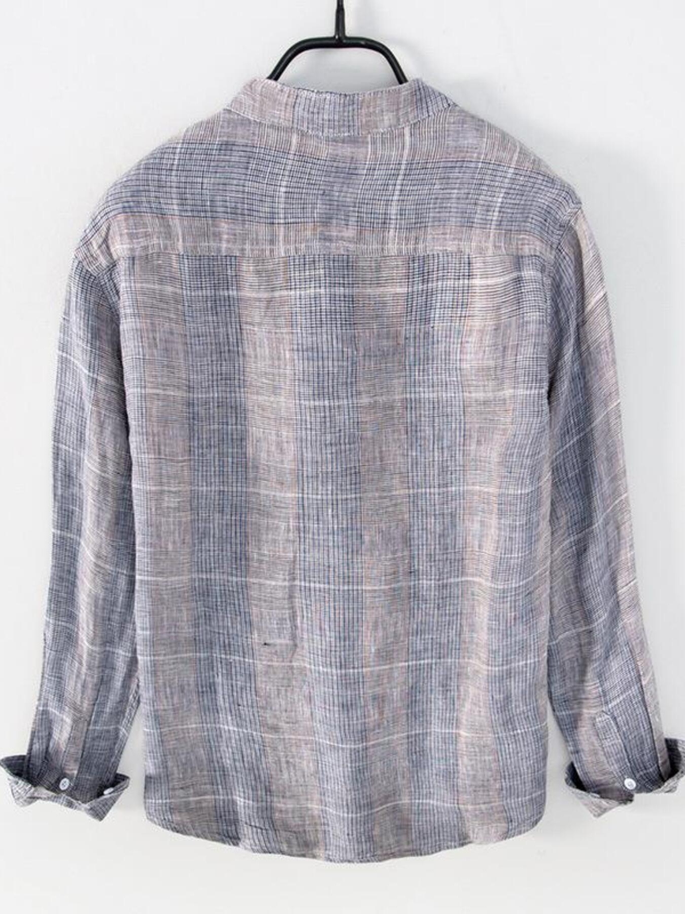 Men's Plus Size Striped Button Up Long Sleeve Shirt