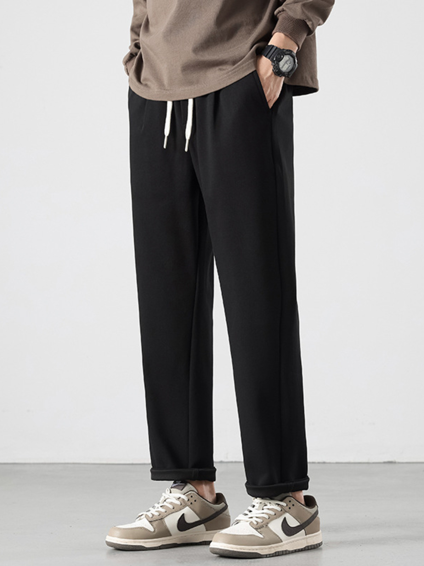 Men's Full Size Drawstring Track Pants with Relaxed Fit Plus Size