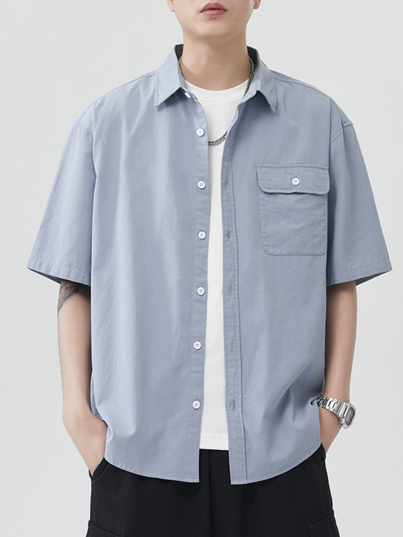 Men's Plus Size Button Up Short Sleeve Shirt