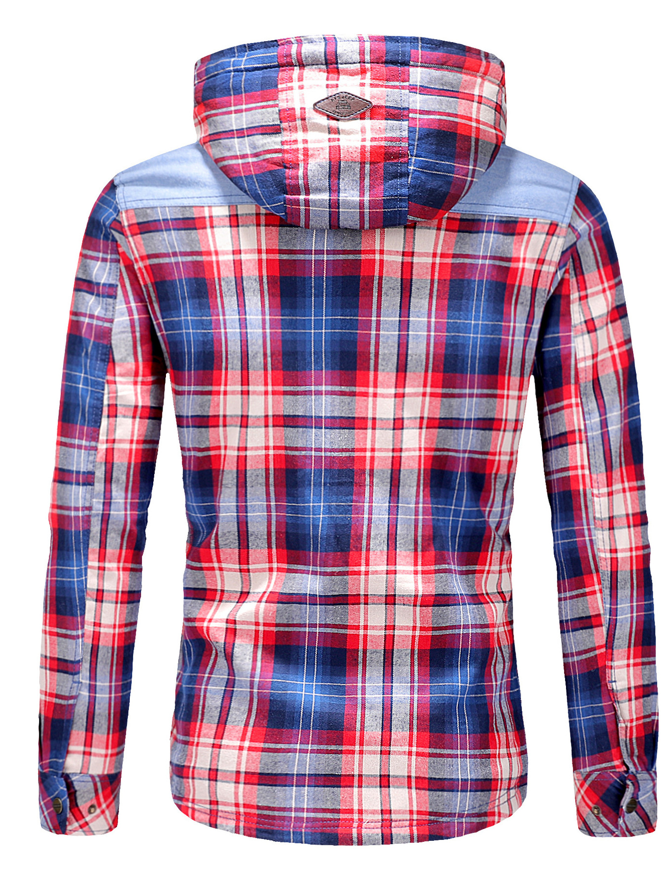 Men's Plus Size Drawstring Plaid Fleece Lined Hooded Outerwear