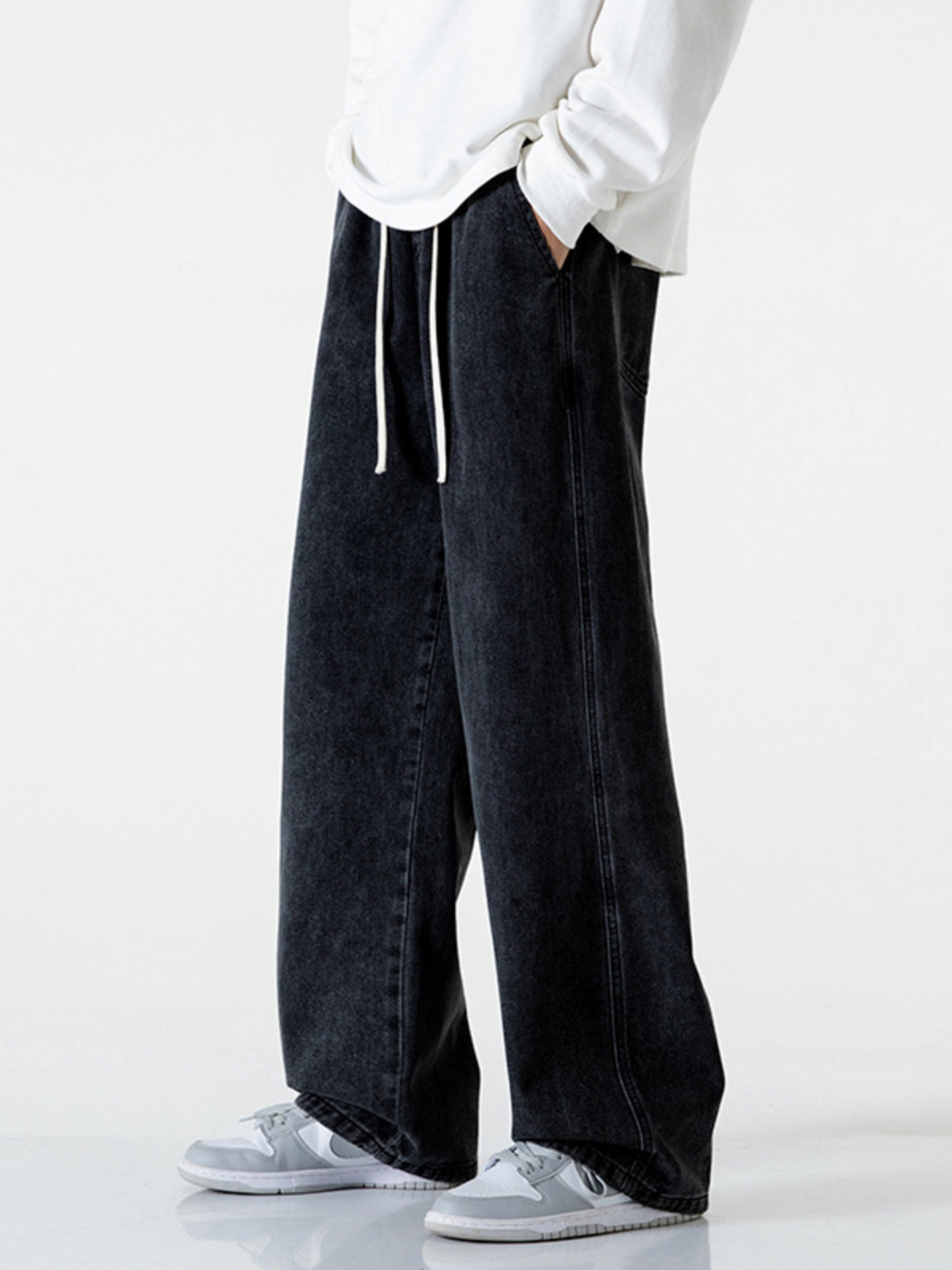 Men's Full Size Vintage Wash Wide Leg Jeans Plus Size