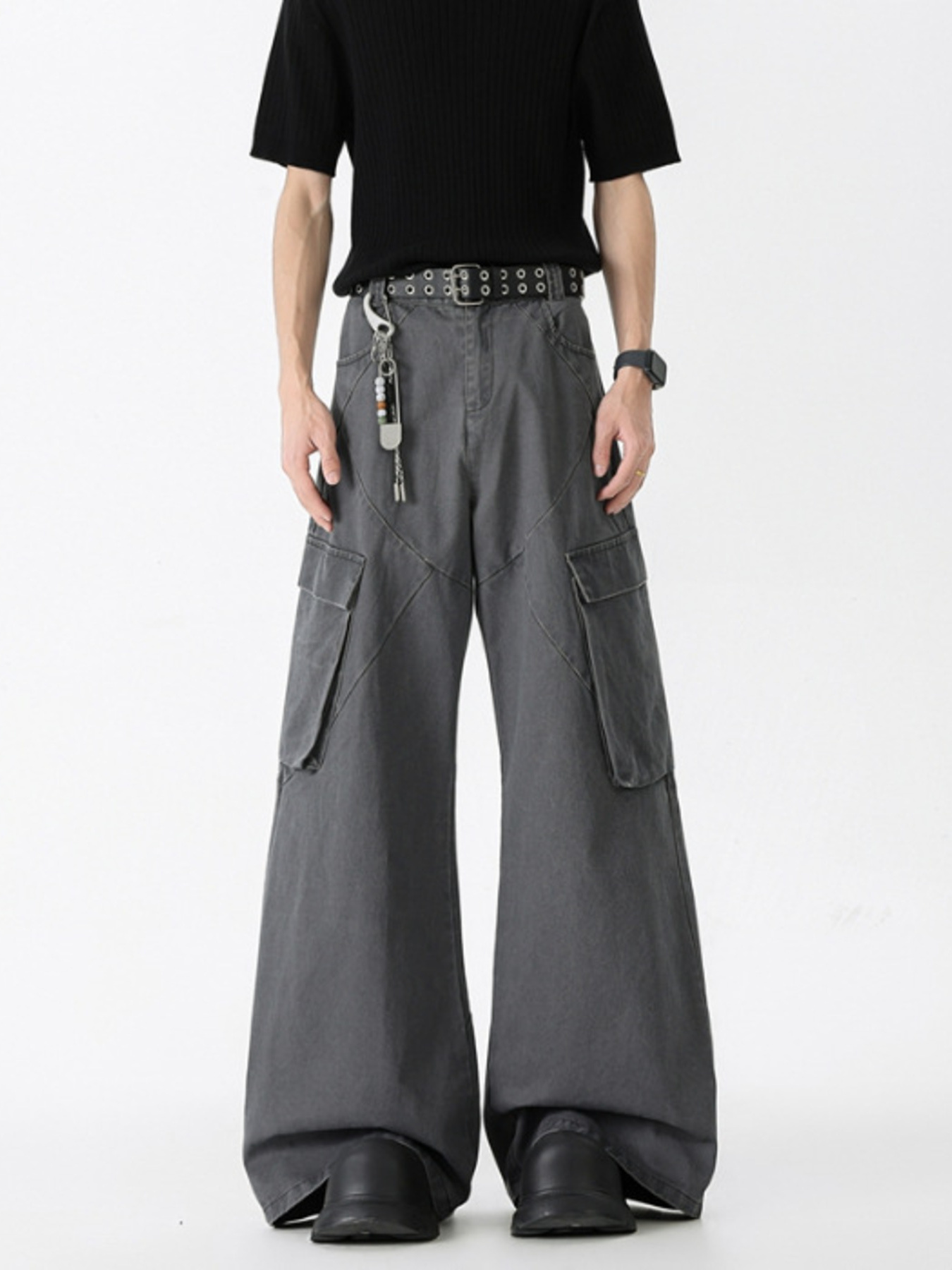 Men's Full Size Wide Leg Cargo Jeans Plus Size