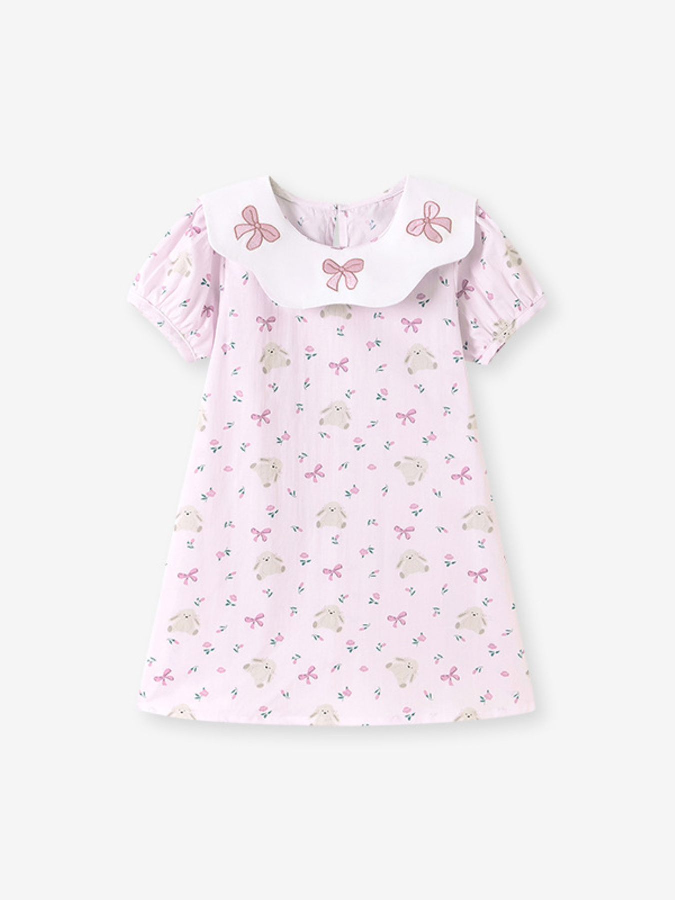 Children's Bow Print Peter Pan Collar Dress