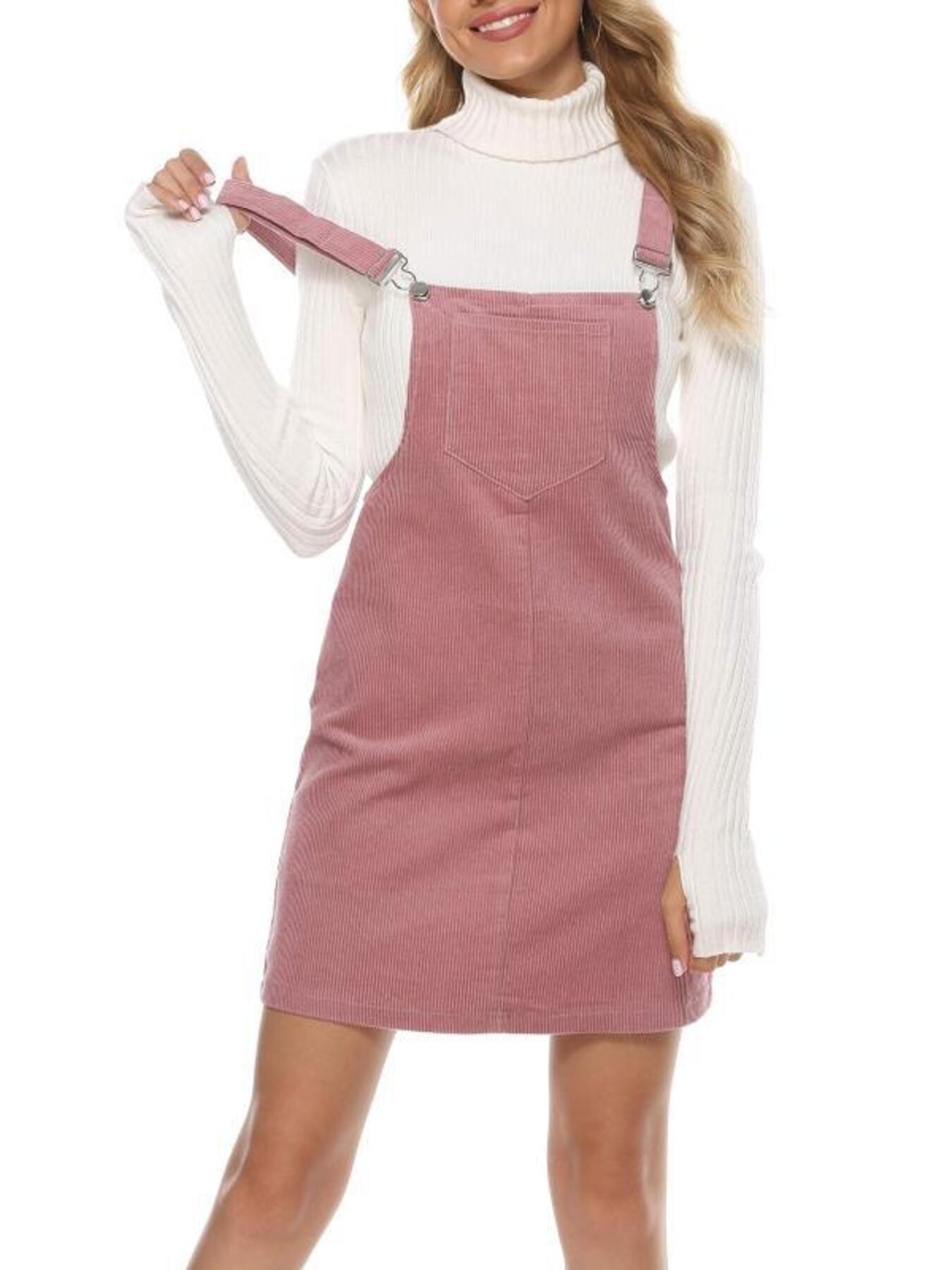 Corduroy Wide Strap Overall Dress