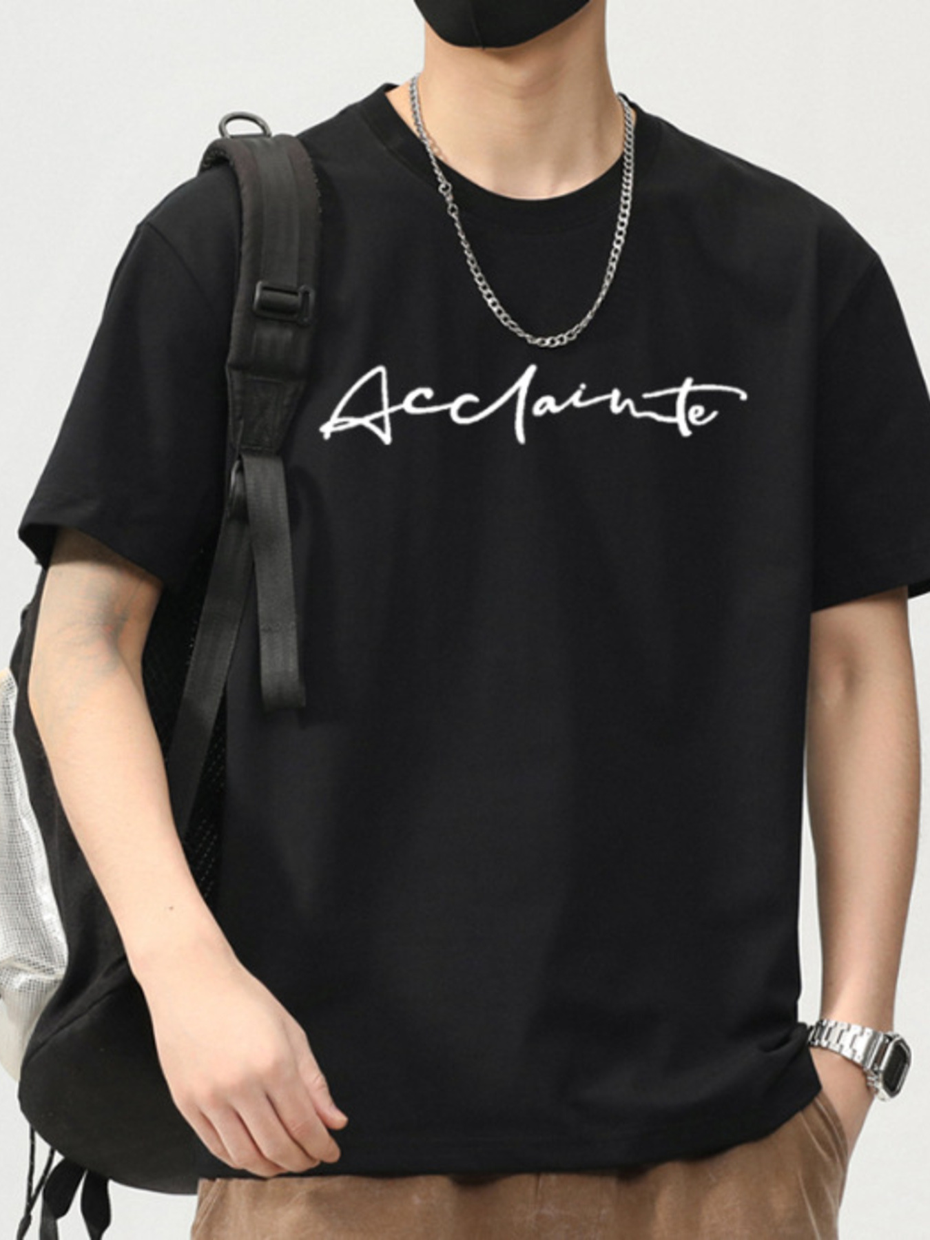 Men's Plus Size Letter Round Neck Short Sleeve T-Shirt