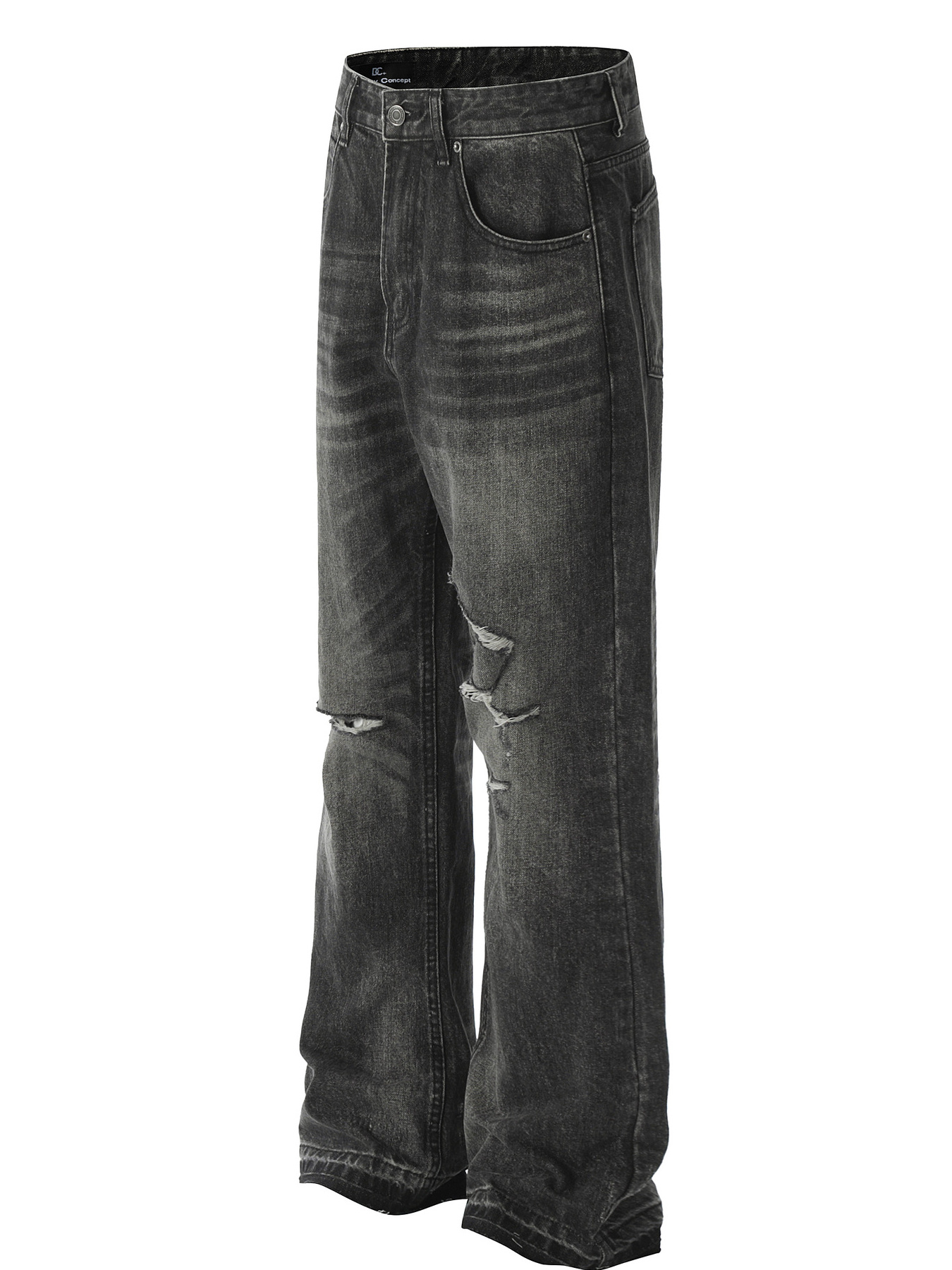 Men's Distressed Washed Straight Jeans