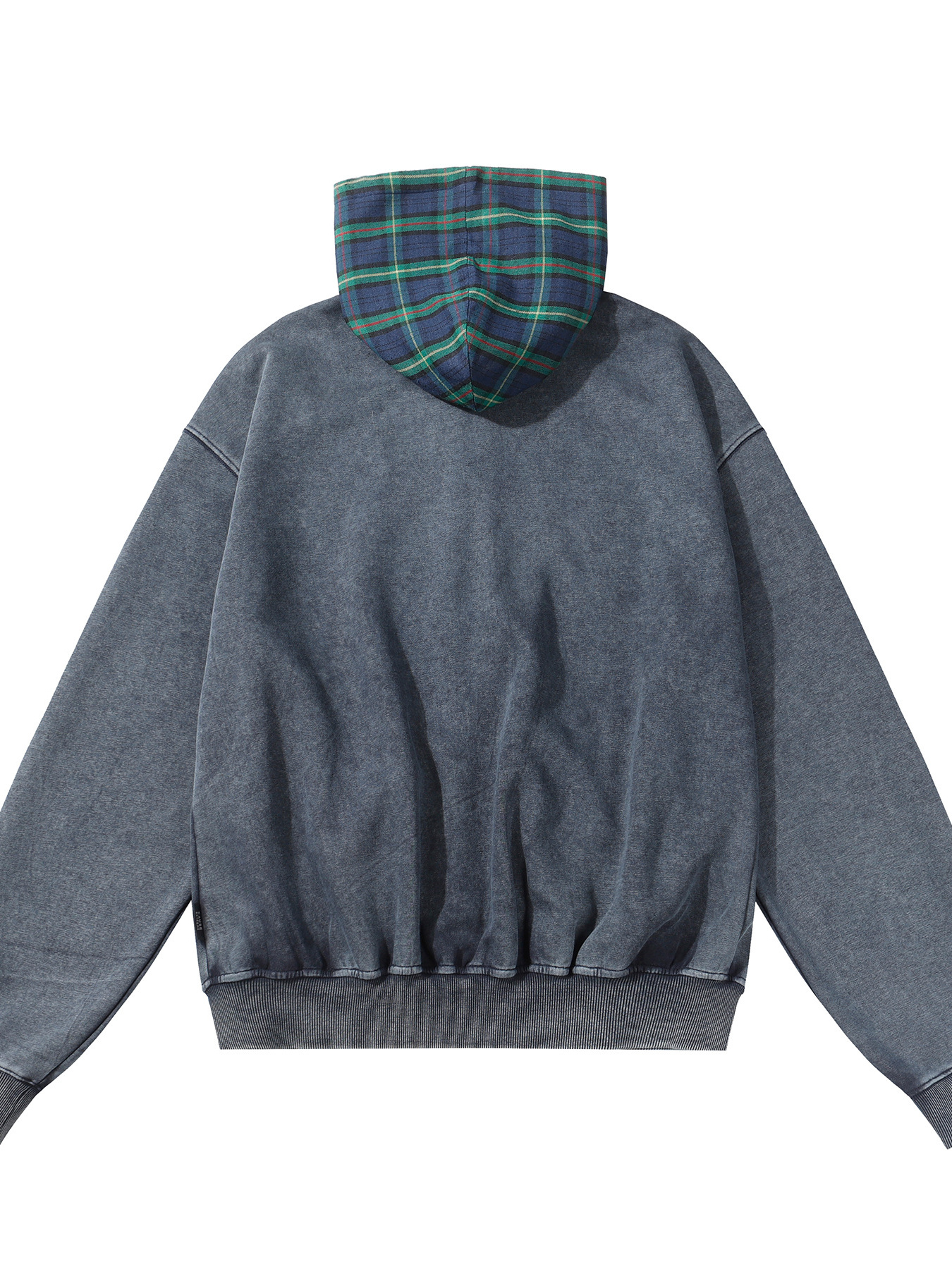 Men's Vintage Washed Zip-Up Plaid Hoodie